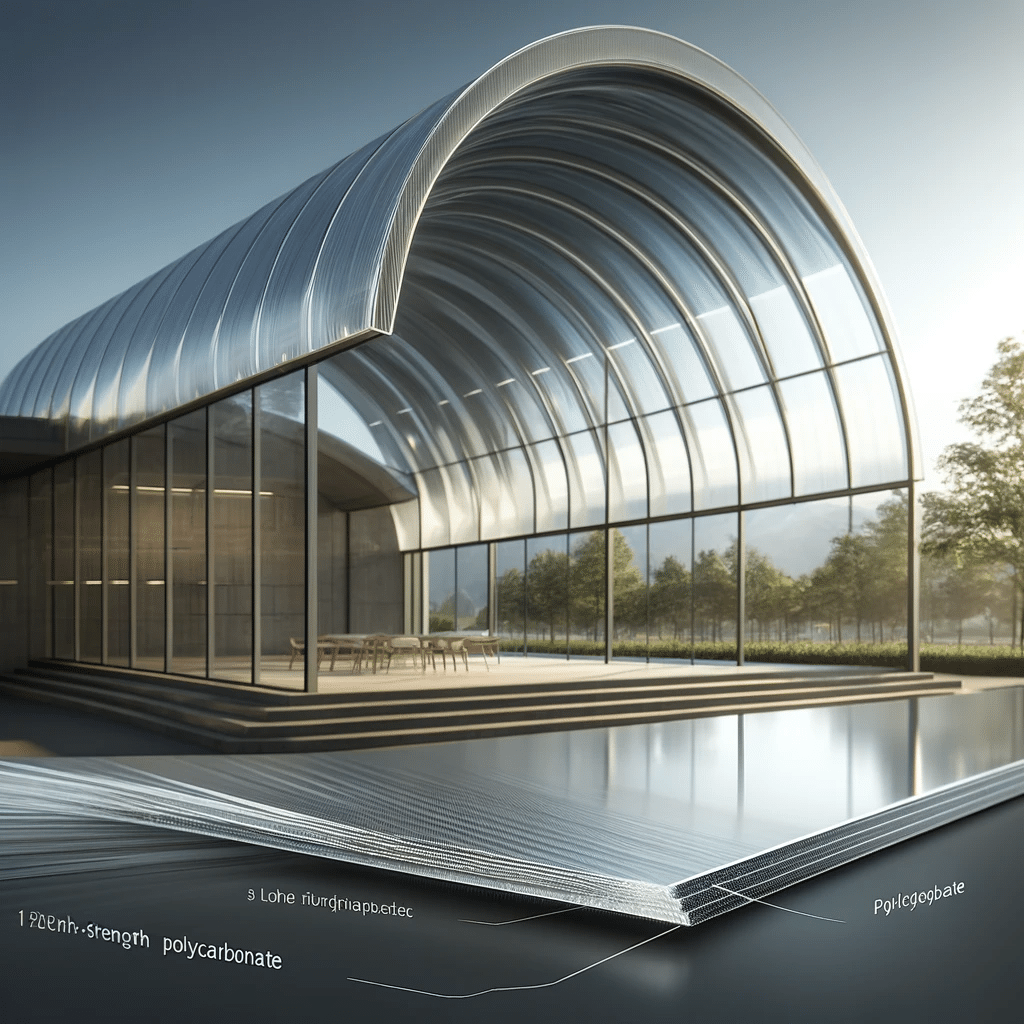 Estructura moderna con techo de policarbonatos. Láminas de policarbonato construcción gracias lámina luz protección resina iluminación policarbonato es un material resistencia al impacto lámina de policarbonato industria de la construcción uv edificios rayos | Acrilfrasa