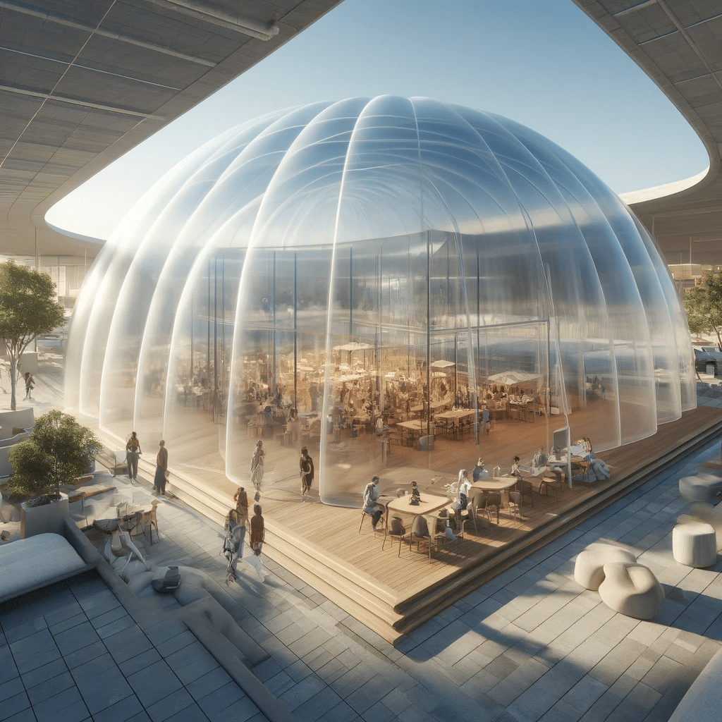 Domo de acrílico en mercado al aire libre. Policarbonato soluciones luz natural material construcción proyecto ventanas servicios área aluminio vidrio industrias aplicaciones gama industria | Acrilfrasa