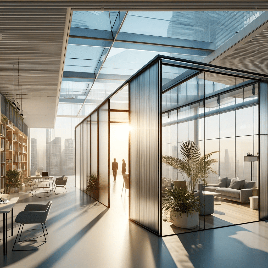 Divisores y tragaluz de policarbonato en diseños interior moderno | Acrilfrasa.