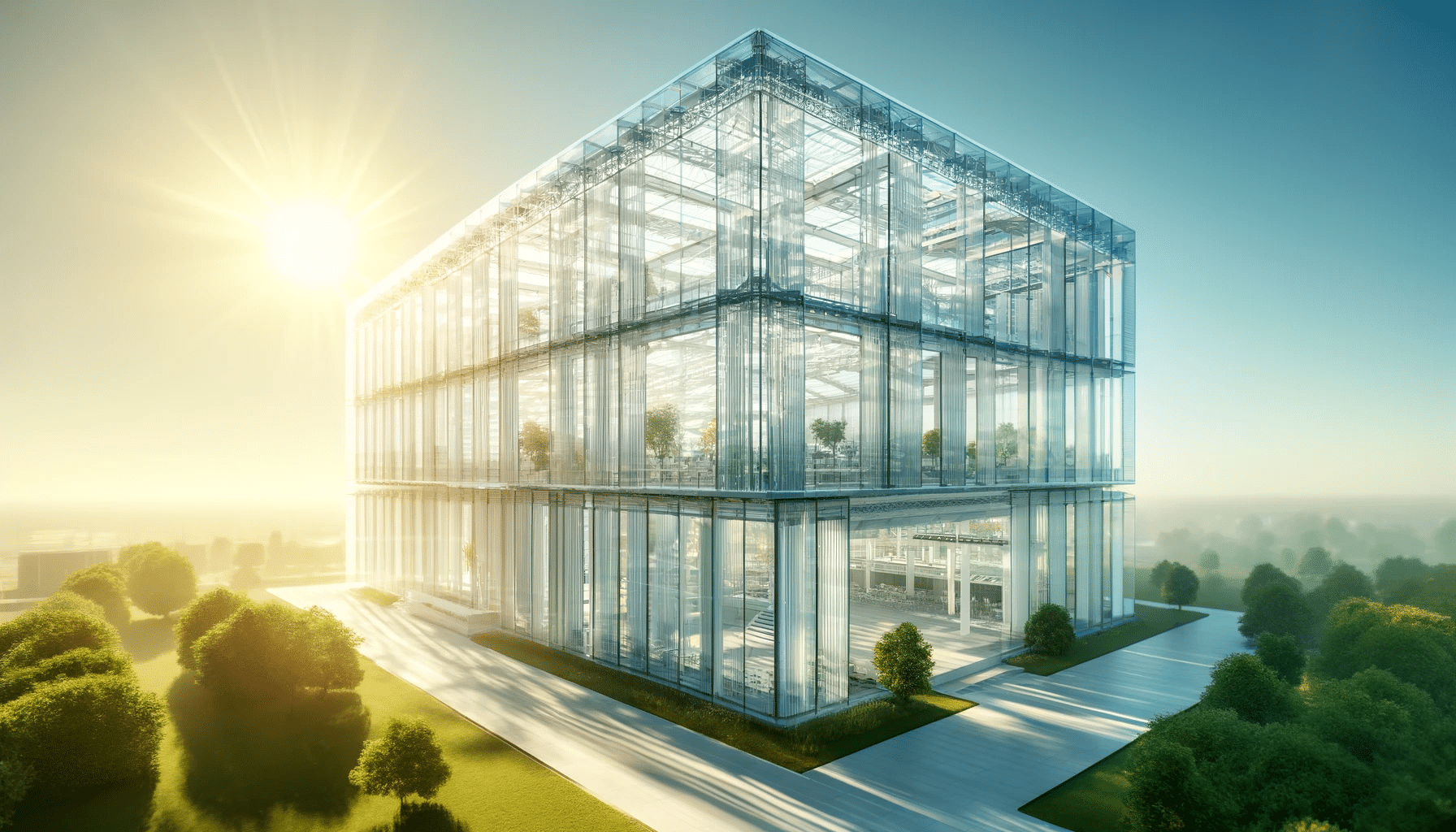 Edificio futurista con paneles de policarbonato que reflejan el futuro brillante de la renovación. | Acrilfrasa.