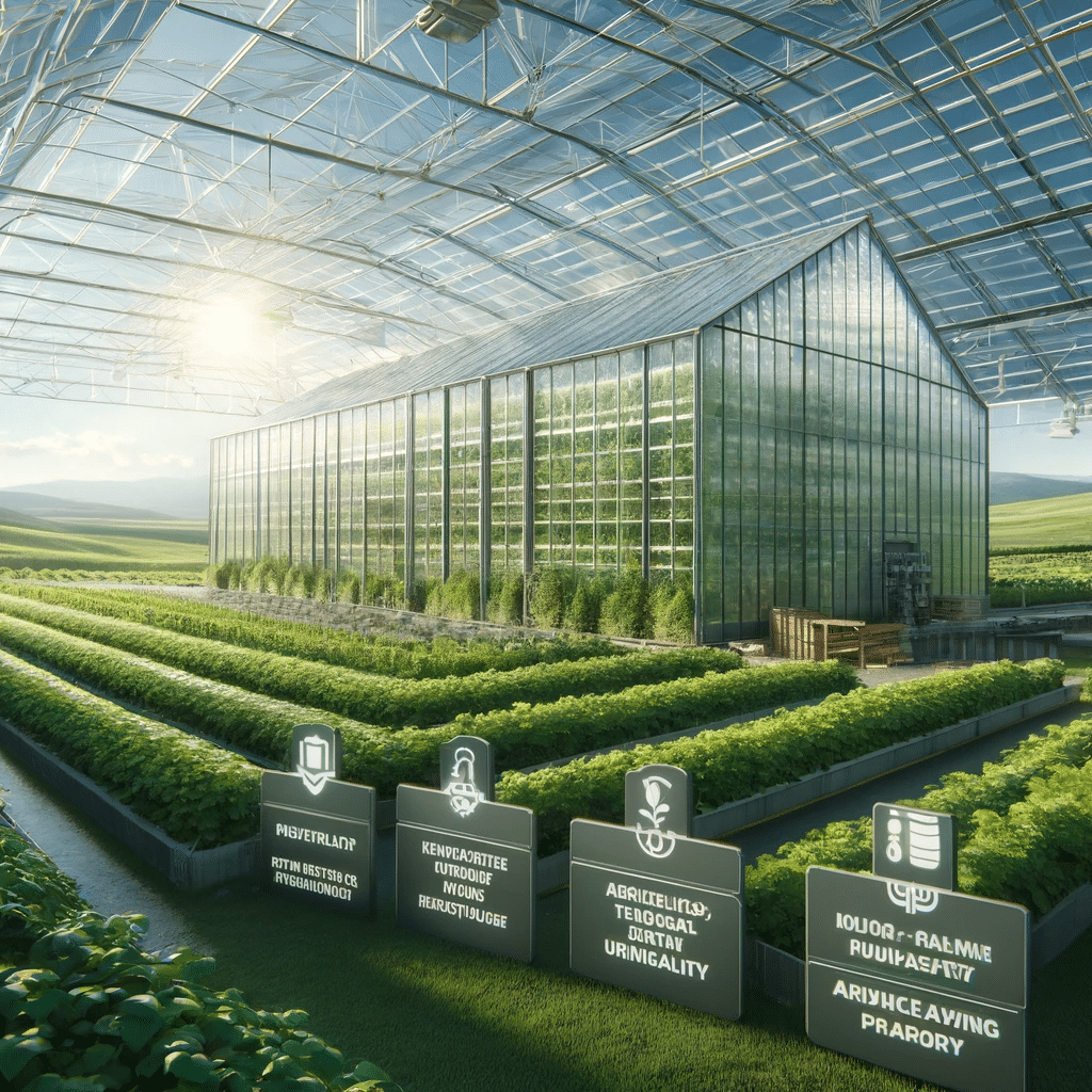 Invernadero de láminas de policarbonato en entorno sostenible. Placas en instalación de plantas | Acrilfrasa.