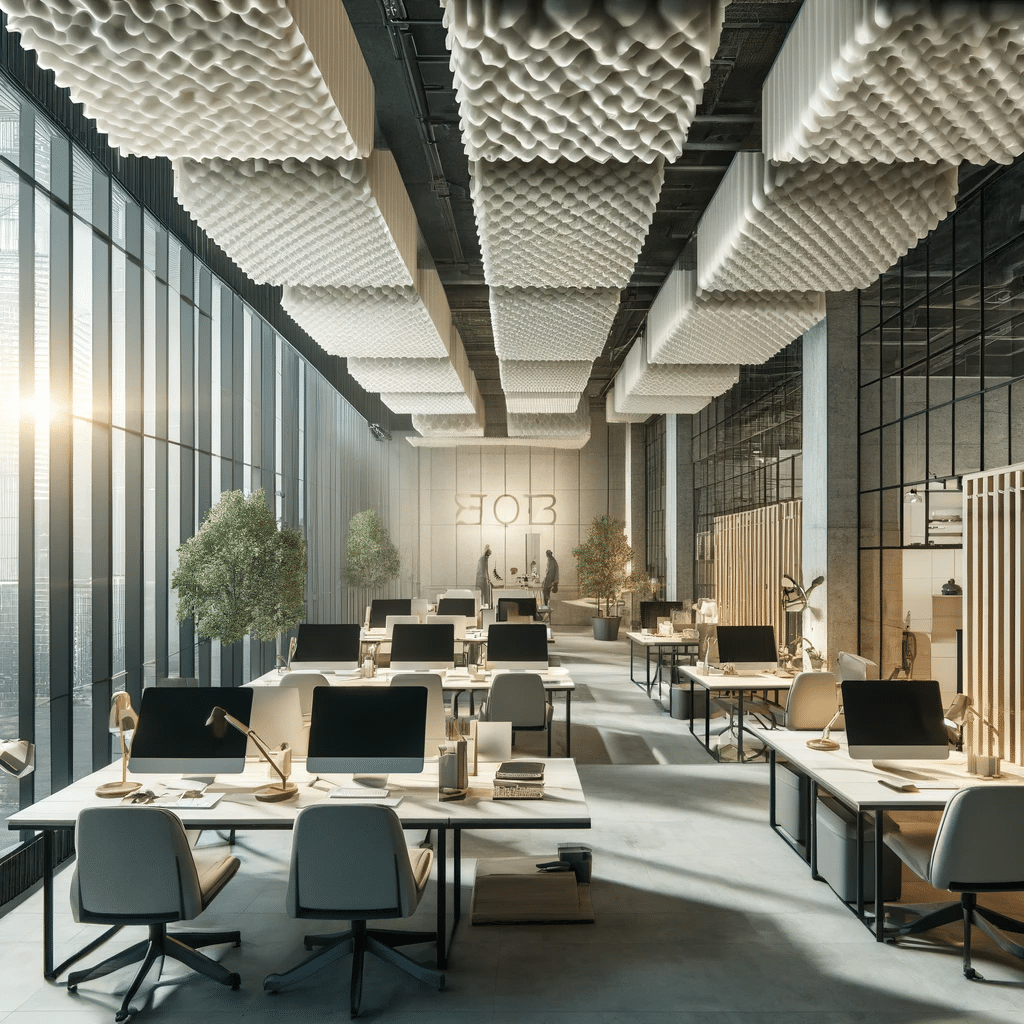 Coworking con iluminación natural y paneles acústicos. Espacios oficinas empresas  espacios de trabajo cambios arquitectura empleados diseño áreas zonas sectores personas modelos elementos dinámicas entornos vez dinámica mundo | Acrilfrasa