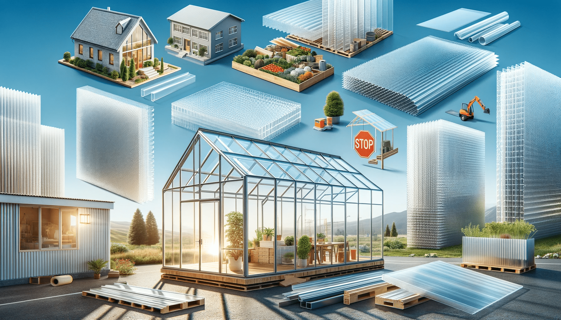 Aplicaciones del policarbonatos: invernadero, techo, construcción y letreros. Lámina que permite la luz solar | Acrilfrasa