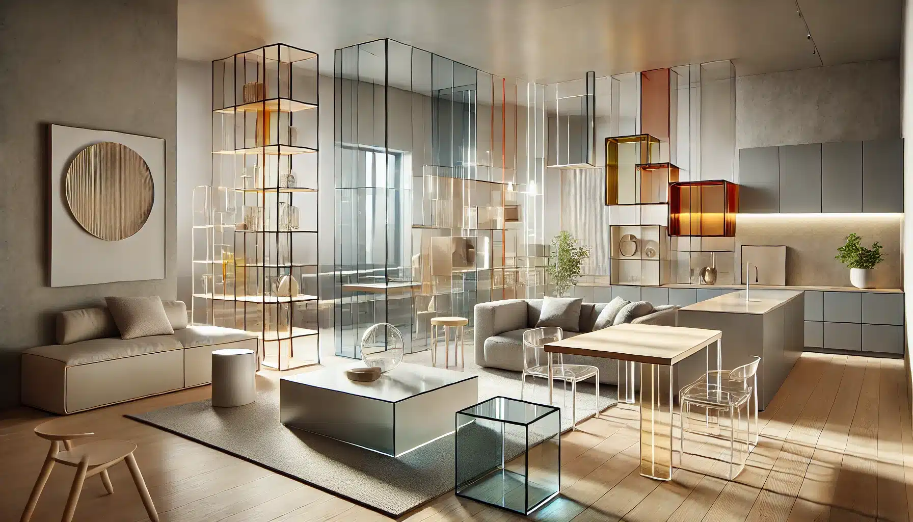 Espacio moderno con muebles personalizados de lámina de policarbonato en varios colores. | Acrilfrasa