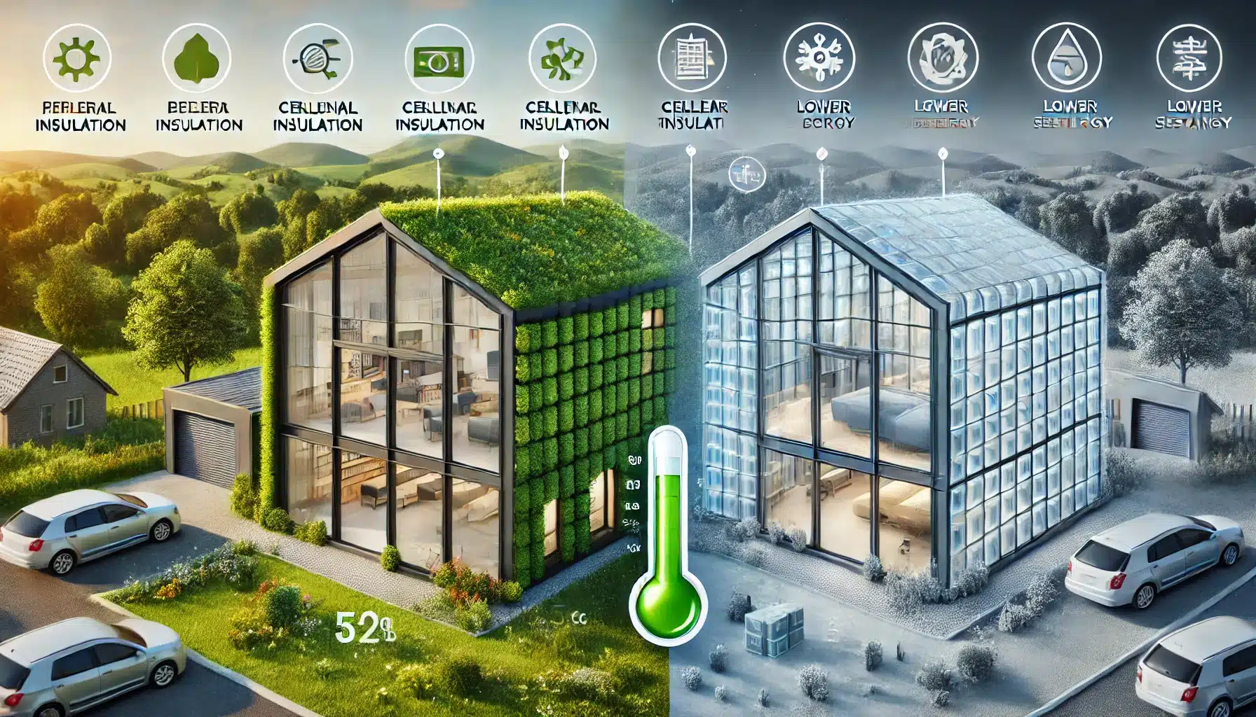 Comparación de edificios con policarbonato celular y materiales tradicionales, mostrando costos y beneficios. Policarbonato es un material| Acrilfrasa