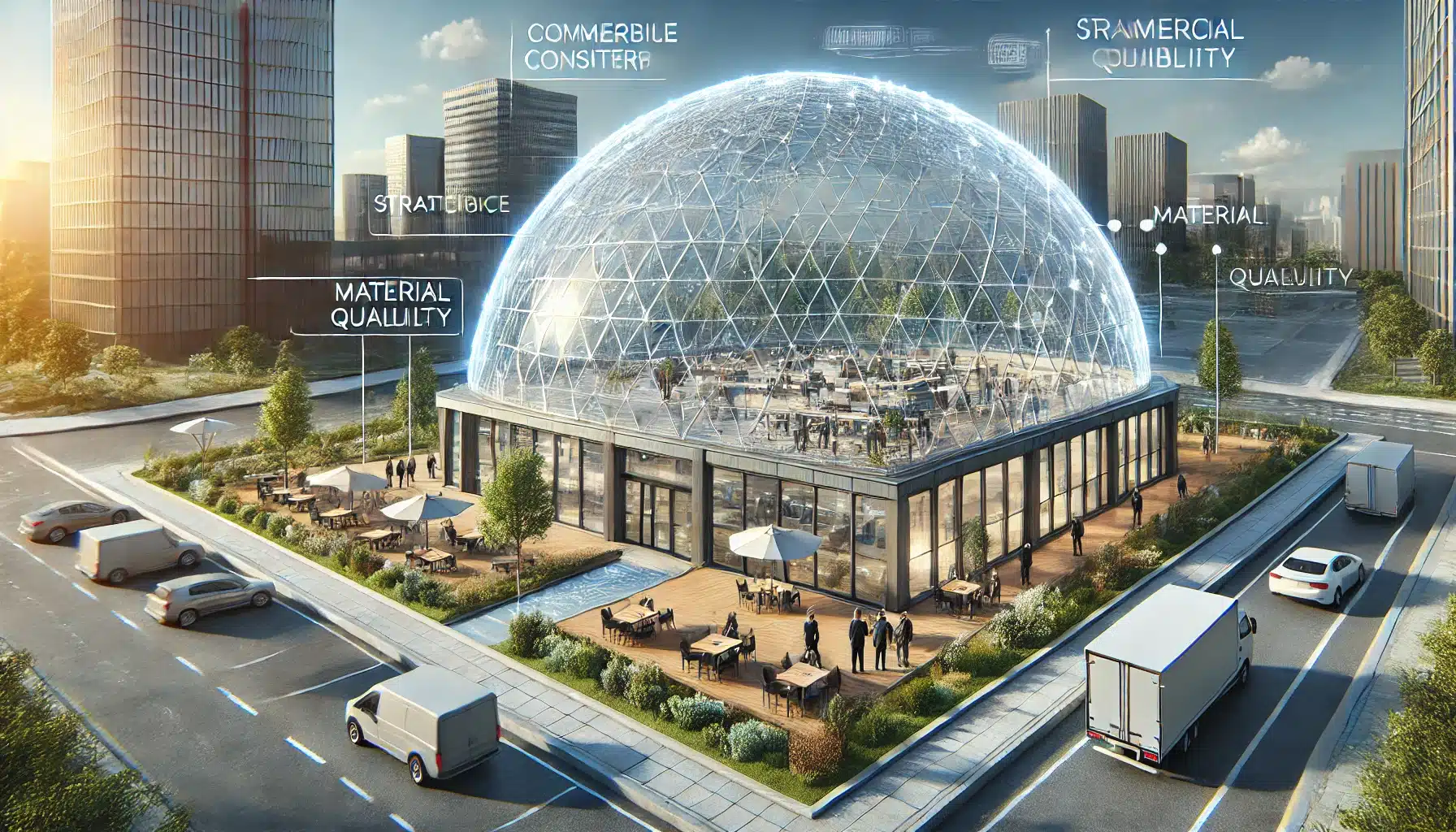 Inspección de domo comercial en ubicación estratégica y materiales duraderos. Iluminación en espacios de ciudades mexicana, con malla de elección en construcción. | Acrilfrasa