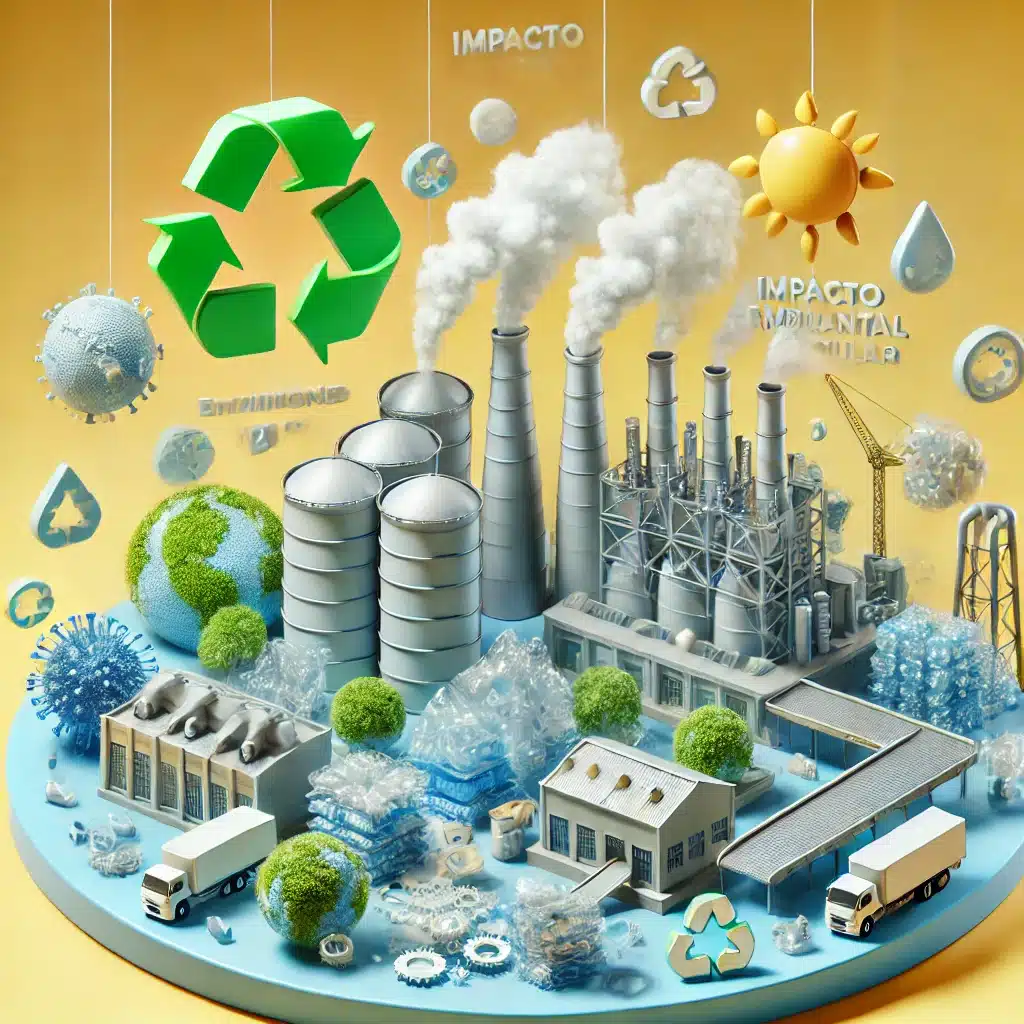 Planta de producción y reciclaje de policarbonatos celular con símbolos ecológicos | Acrilfrasa.