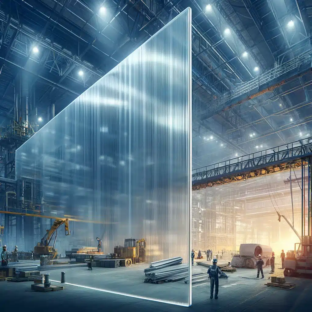 Lámina de policarbonatos celular transparente instalada en un entorno de construcción industrial | Acrilfrasa.