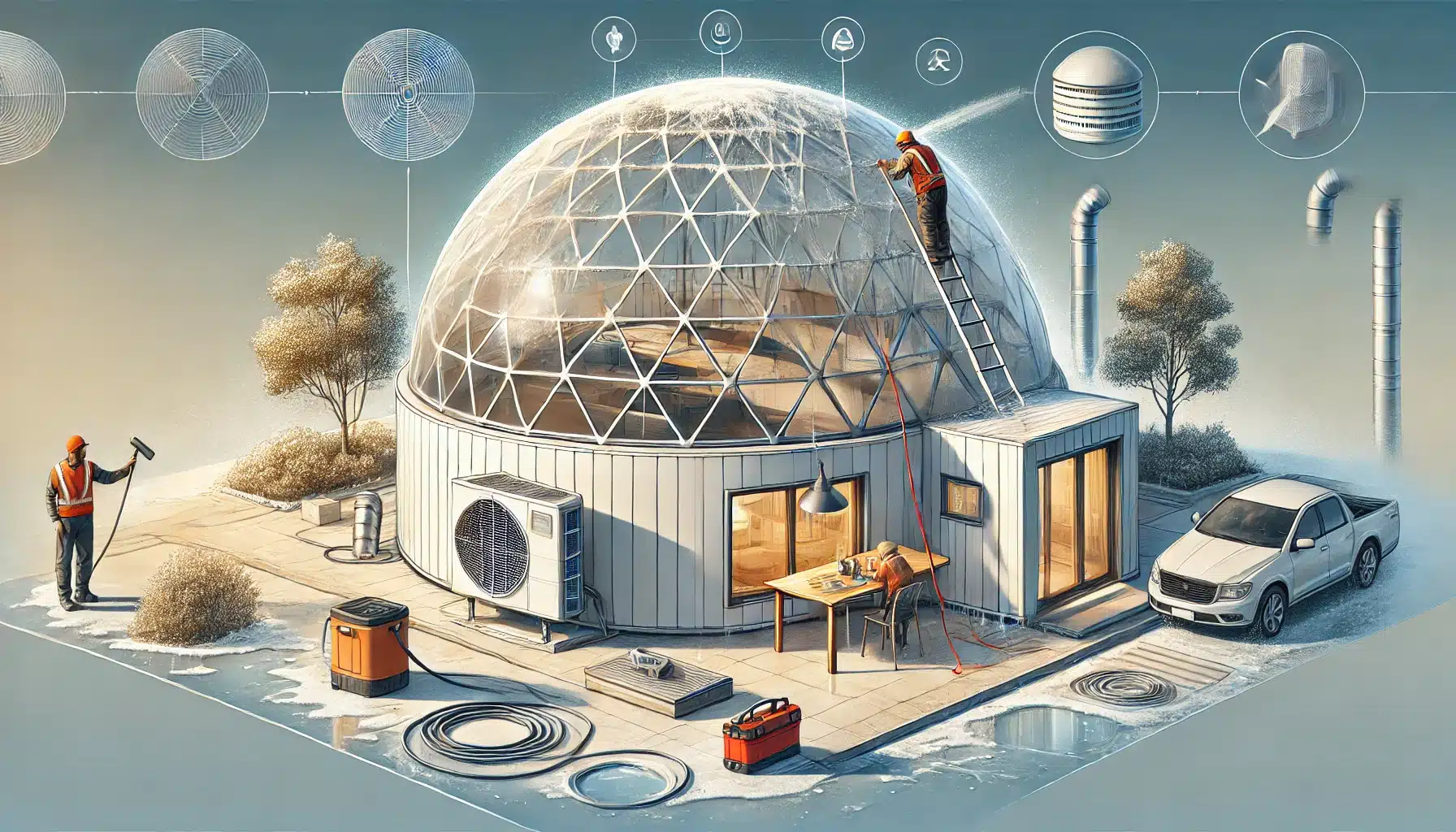 Mantenimiento de un domo residencial, inspección y limpieza exterior | Acrilfrasa.