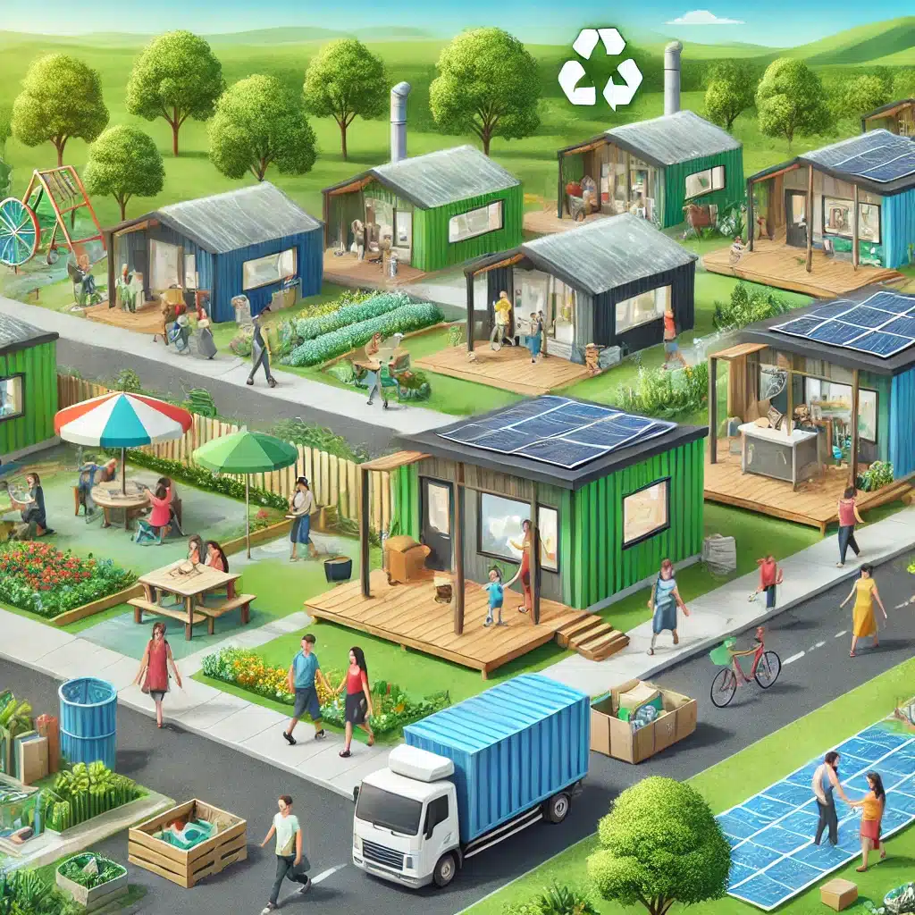 Comunidad con viviendas asequibles de reciclado, espacios verdes y trabajos locales | Acrilfrasa