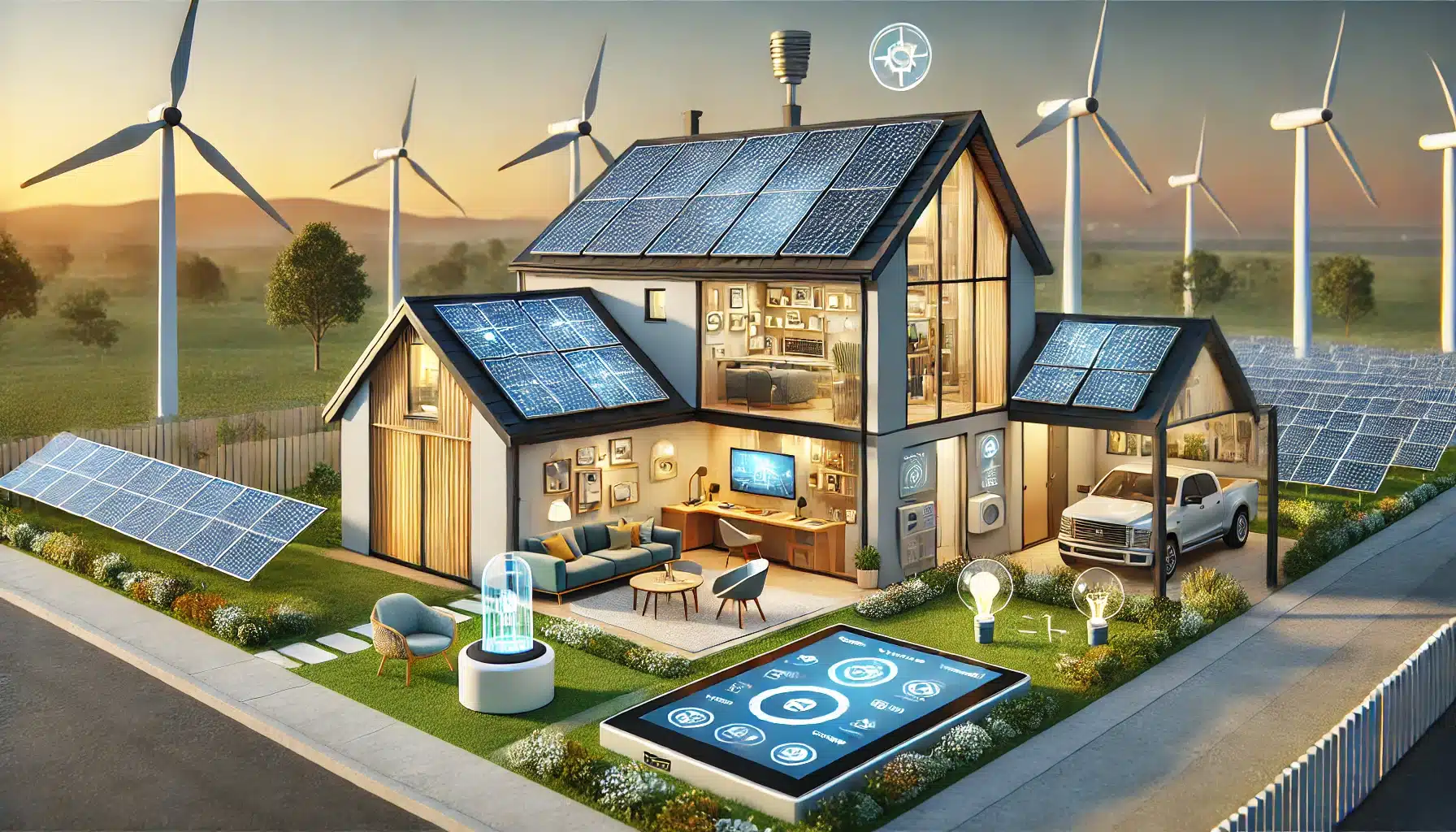 Casa moderna con paneles solares y domótica impulsada por energías renovables | Acrilfrasa.