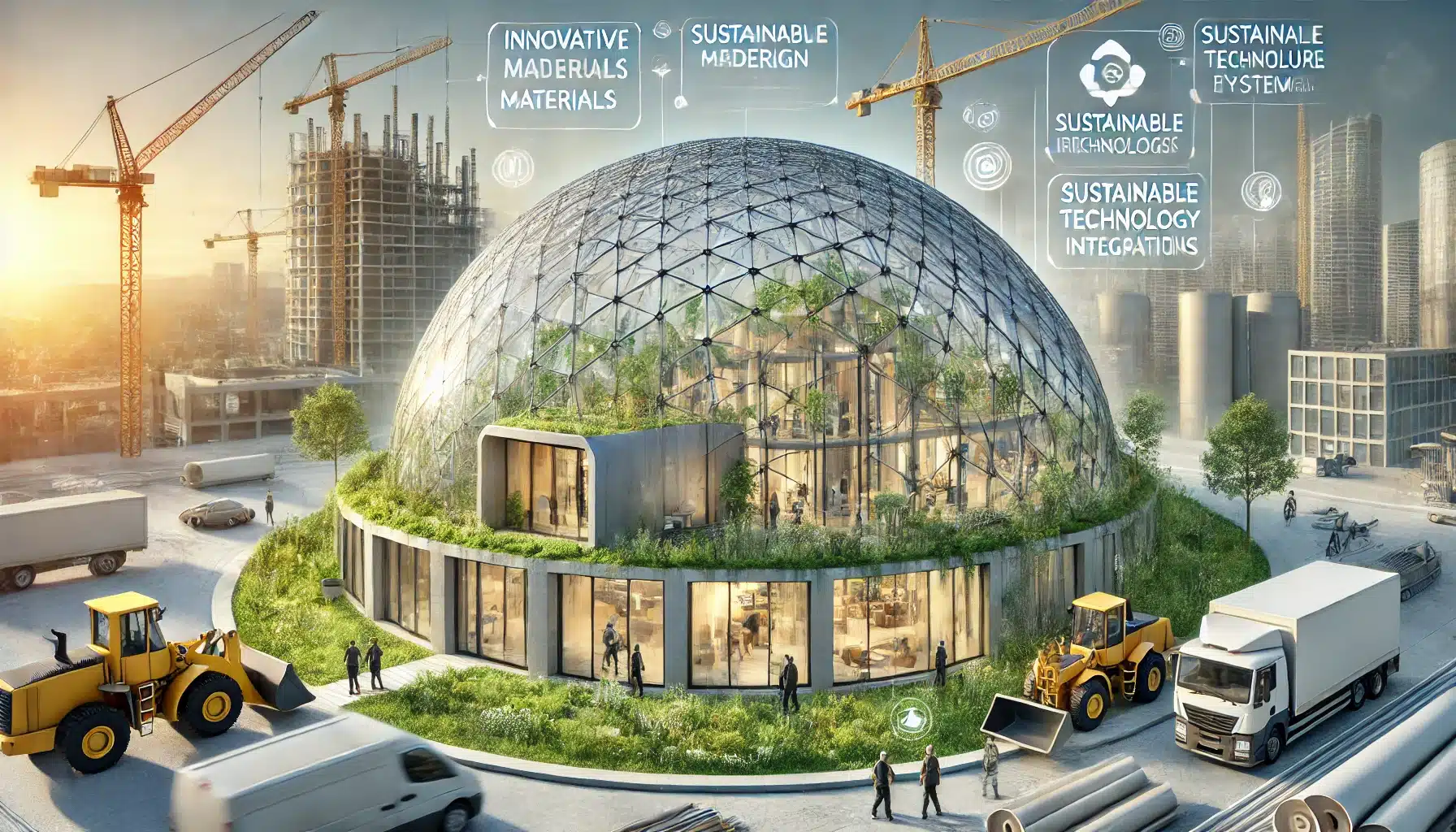 Construcción de un domo moderno con materiales sostenibles y tecnología avanzada. Proyecto de cúpulas en edificio. | Acrilfrasa