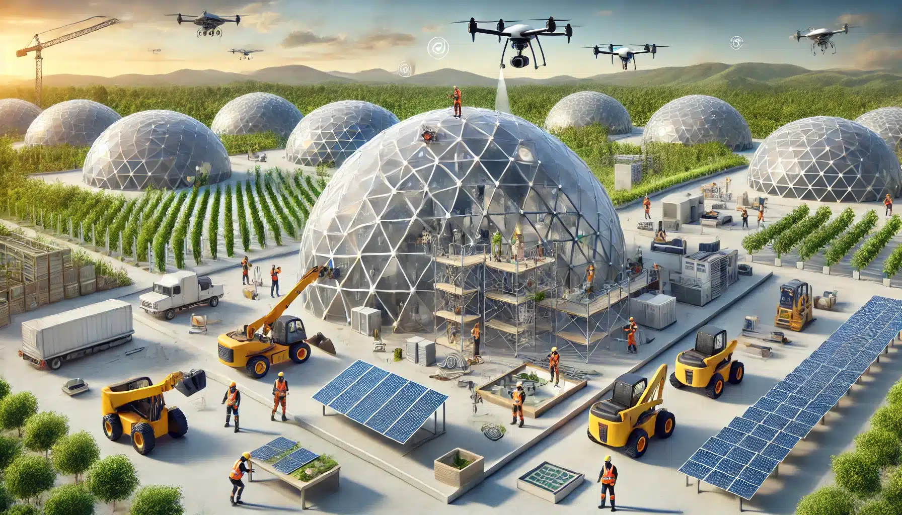 Construcción de domos geodésicos con tecnologías avanzadas, herramientas inteligentes y paneles solares. Vivienda con sistemas domóticos y luz solar. | Acrilfrasa