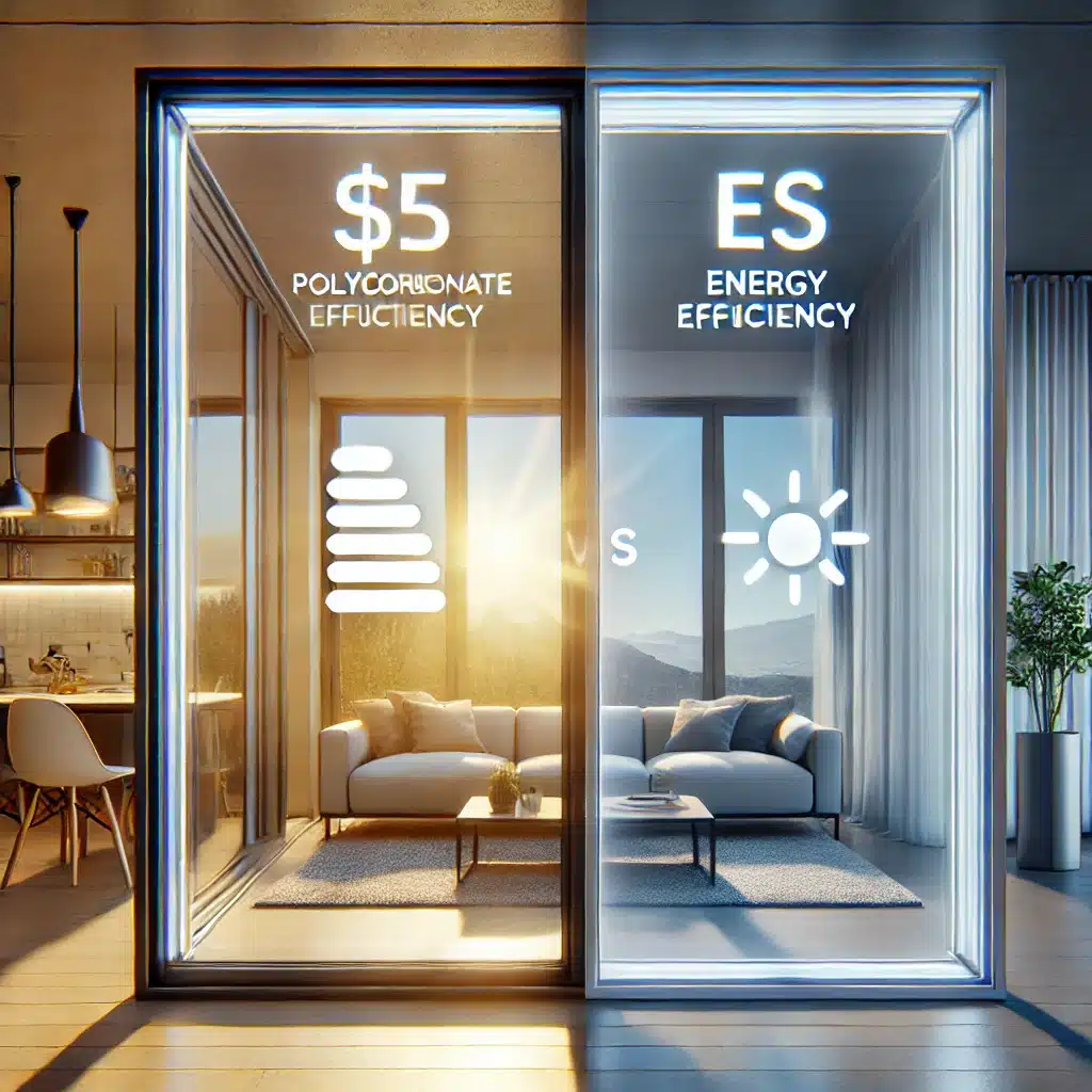 Comparación de costo y eficiencia energética entre ventanas de policarbonato y acrílico en un hogar moderno. | Acrilfrasa