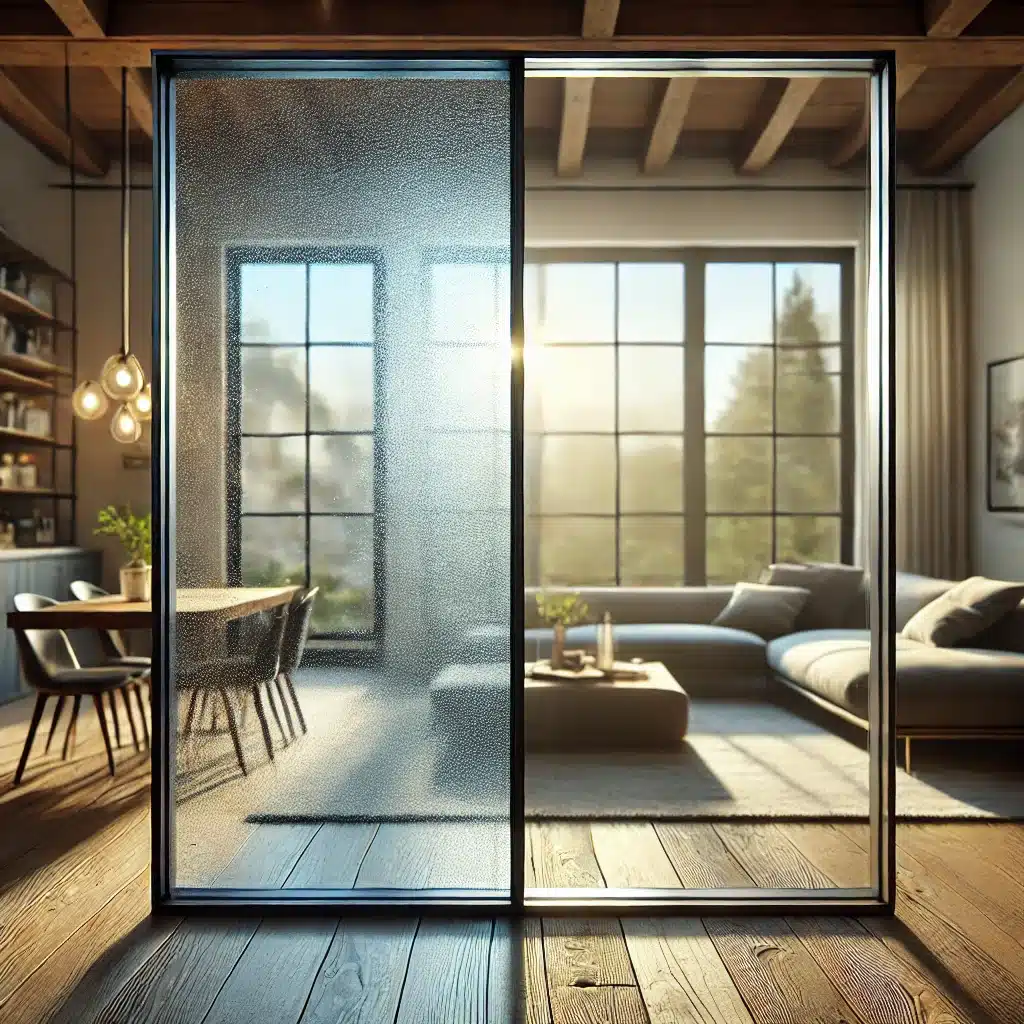 Comparación entre ventana de policarbonato resistente e impactada y ventana acrílica clara y estética en un hogar moderno. Placas de PVC con alta resistencia al impacto | Acrilfrasa