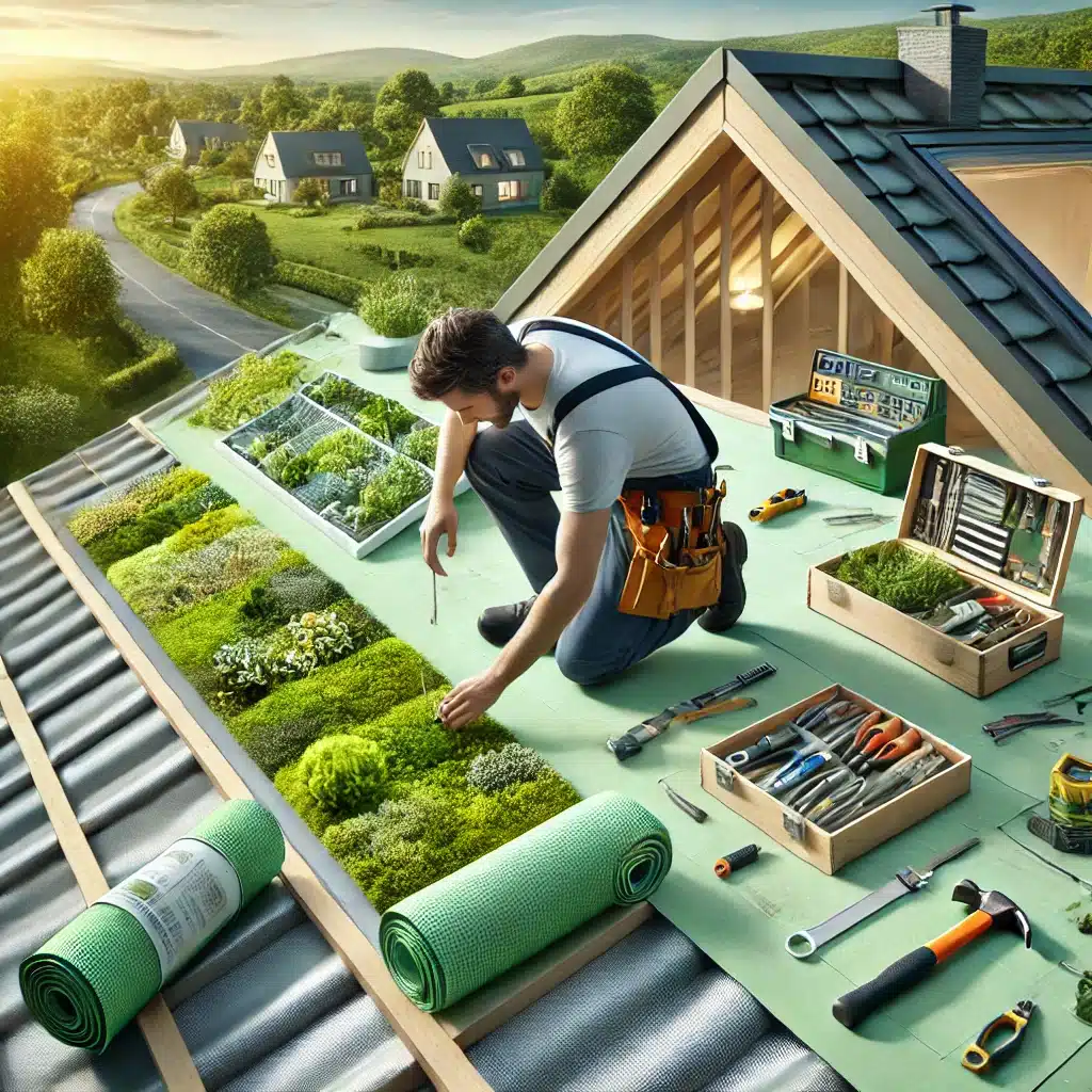 Instalación y mantenimiento de un techo ecológico por un profesional en una casa moderna | Acrilfrasa.
