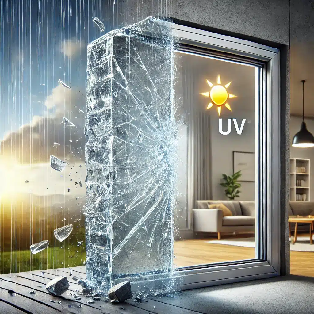 Ventana de policarbonatos resistente al impacto, UV y clima extremo en un hogar moderno. Panel o lámina para luz solar | Acrilfrasa