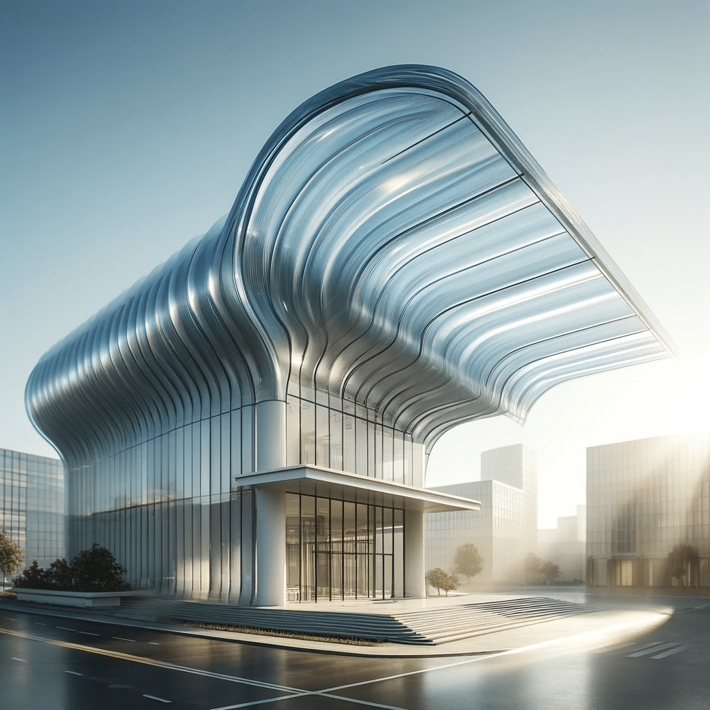 Edificio moderno con techo curvo de policarbonato | Acrilfrasa.