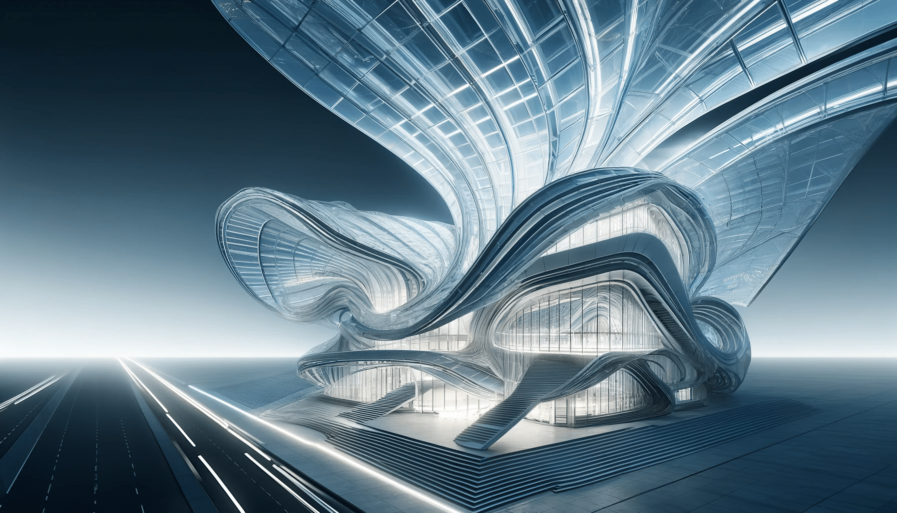 Proyecto arquitectónico futurista con aplicaciones innovadoras de policarbonato.