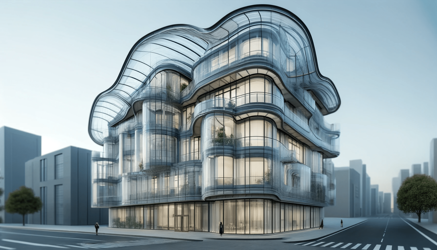 Edificio moderno con diseños curvos y paneles de policarbonato translúcidos. Proyectos destacados ejemplos de uso de policarbonato en arquitectura mundial  | Acrilfrasa