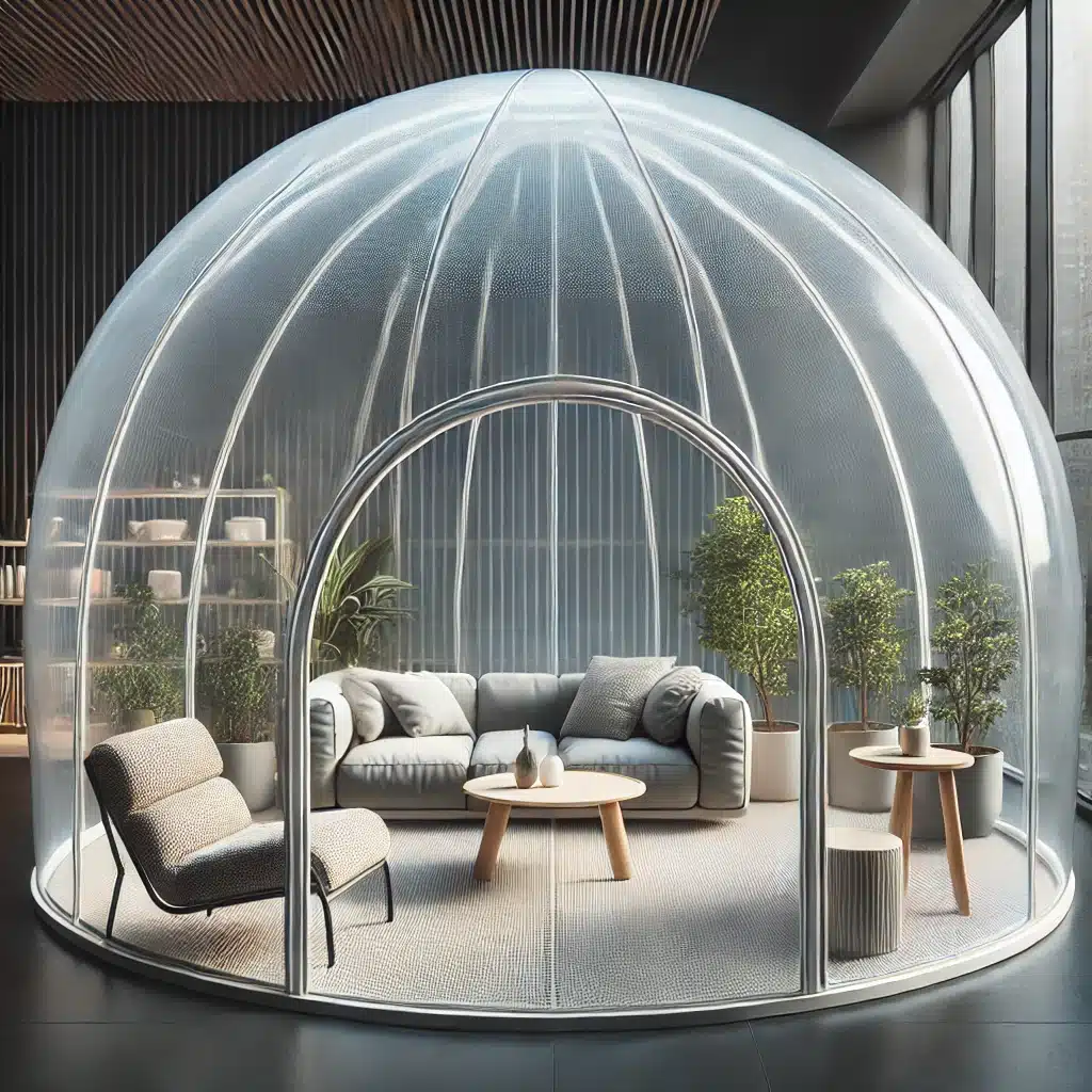 Espacio moderno con techo de domo permitiendo luz natural. Sistema de fachada Danpal con láminas en espacios de iluminación natural | Acrilfrasa.