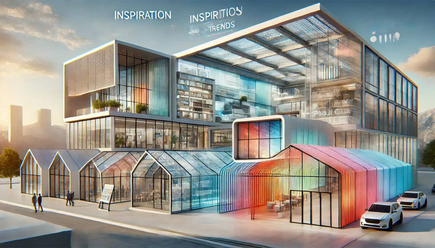 Edificios modernos con fachadas y techos de policarbonatos dinámicos y coloridos | Acrilfrasa.