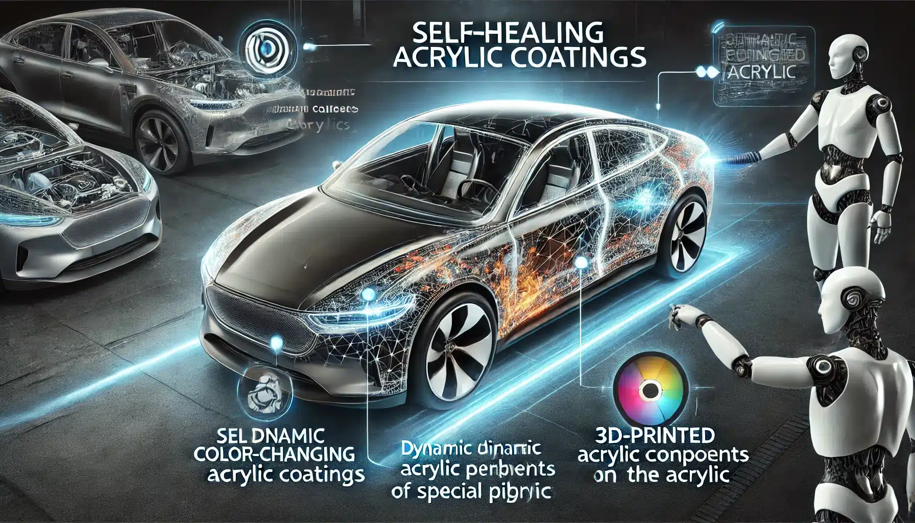 Coche con recubrimiento acrílico autorreparable y efectos de color dinámicos | Acrilfrasa