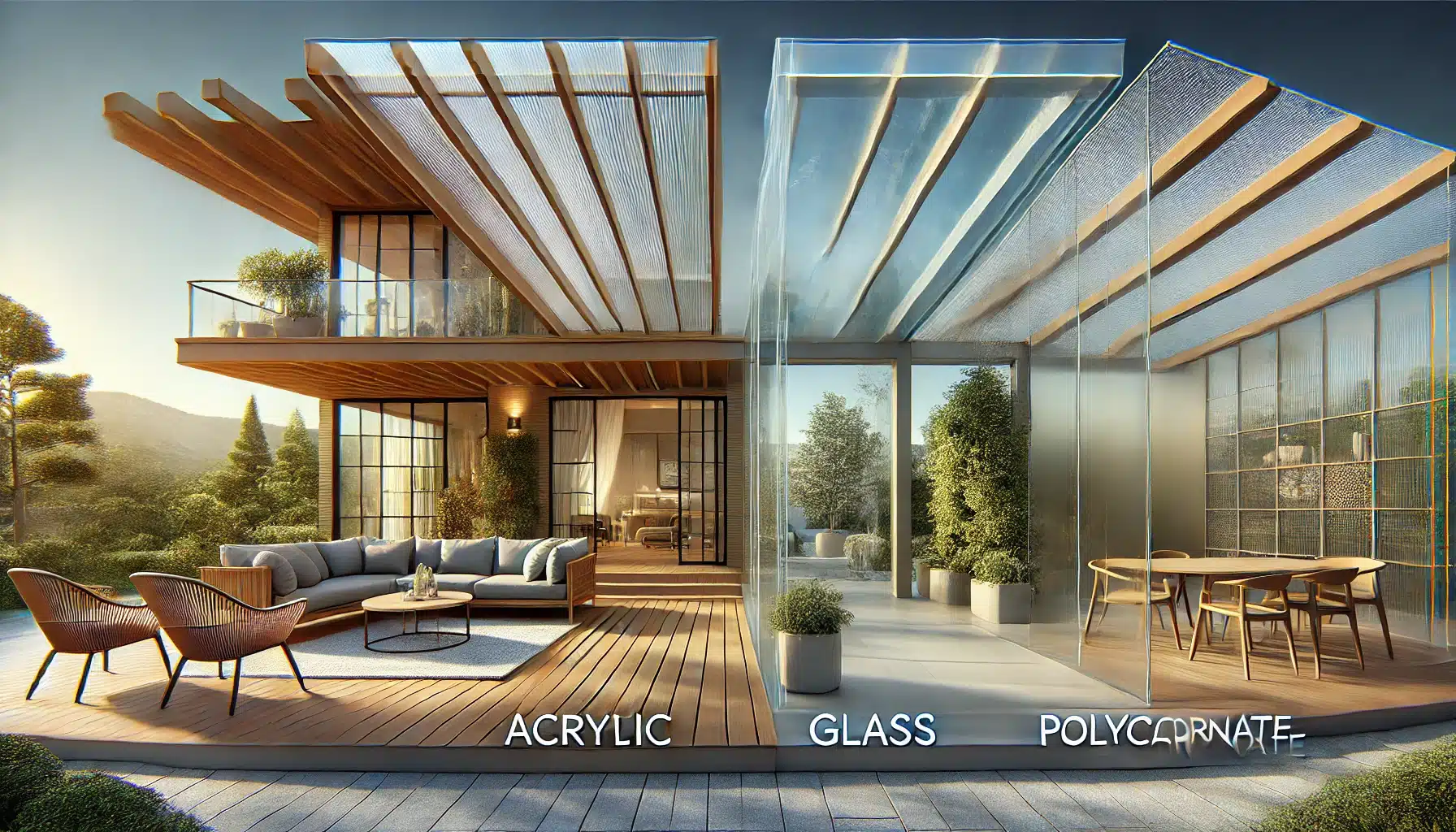 Ideas de diseño para láminas de acrílico, vidrio y policarbonato en entornos modernos. Piezas de techo de plástico, diferencias de marca. | Acrilfrasa