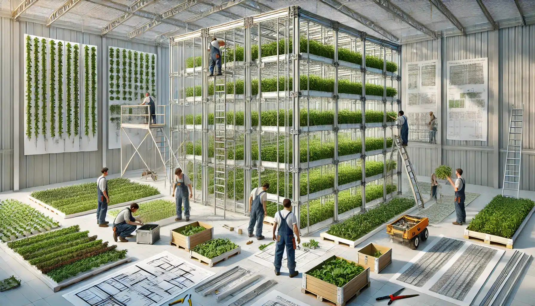 Diseño y construcciones de estructuras para invernaderos verticales. Lugar de proyecto en forma de montaje con entrada en superficie | Acrilfrasa.