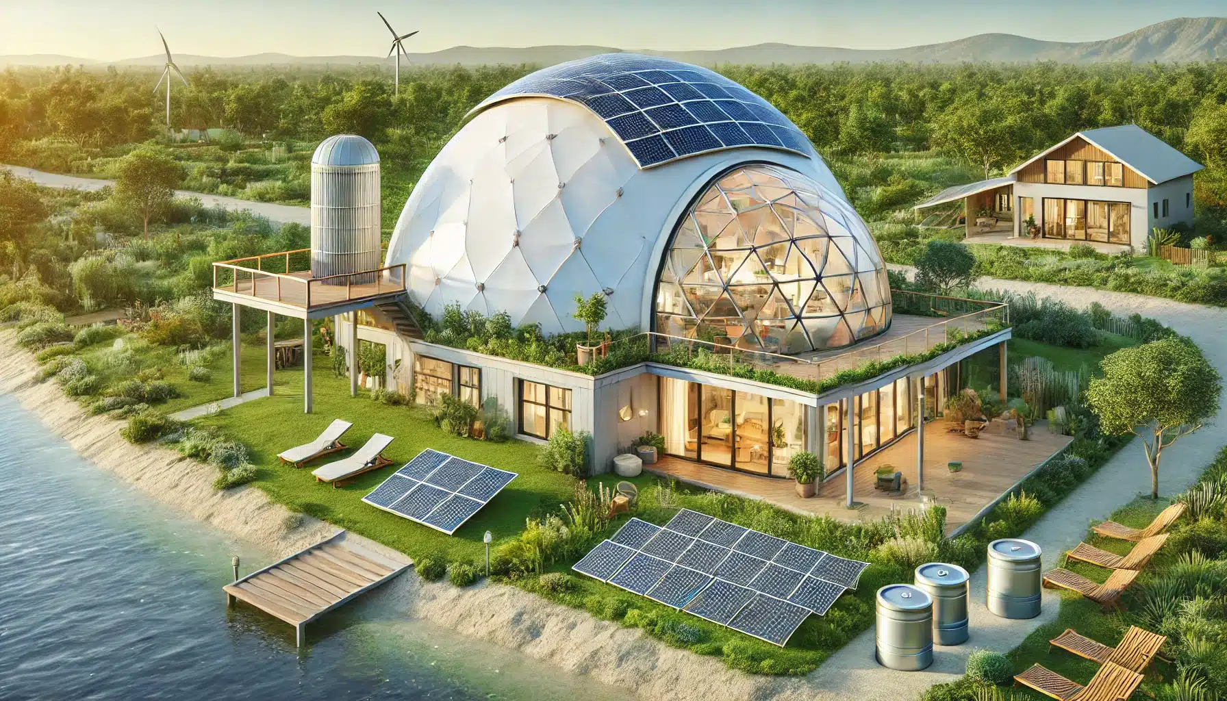 Domo sostenible con materiales ecológicos y diseño eficiente para ahorro energético. Temas de mejoras, importancia gracias a capacidad | Acrilfrasa.