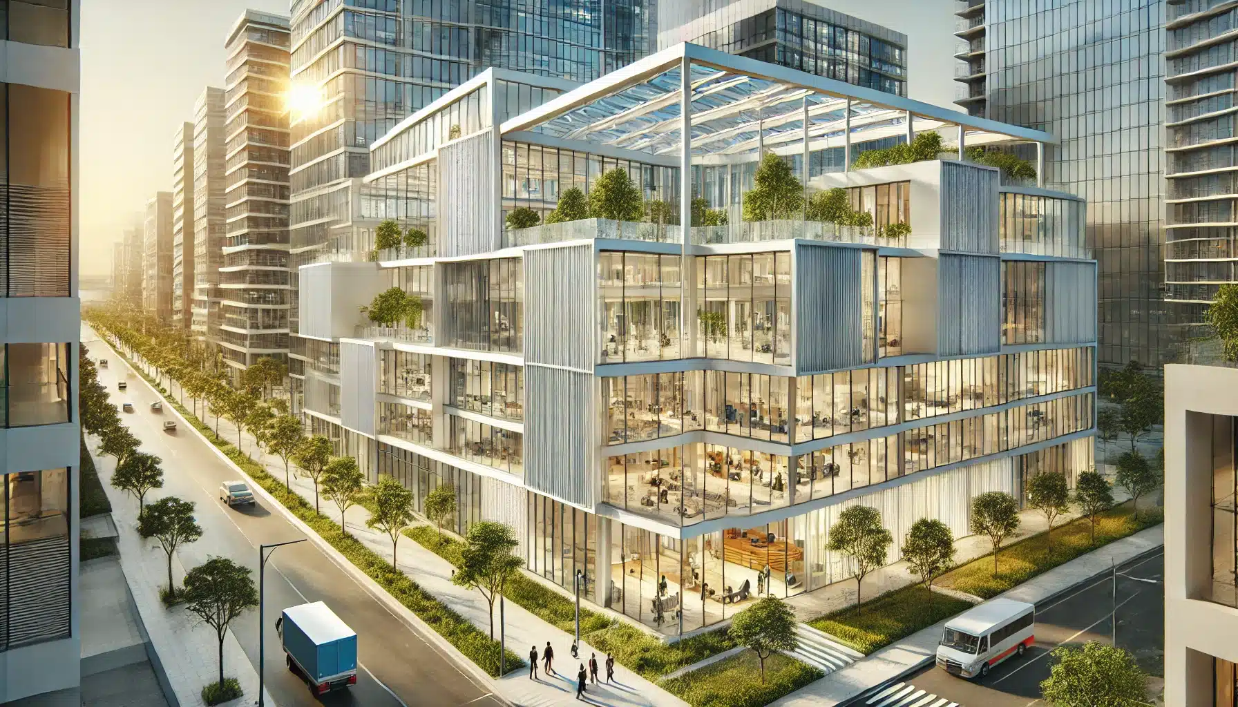 Edificio contemporáneo en México con policarbonatos, espacios verdes y paneles solares. Polímeros | Acrilfrasa.