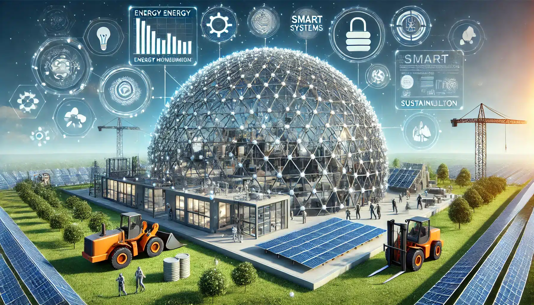 Domo geodésico con sistema inteligente, paneles solares y gestión automatizada de energía | Acrilfrasa