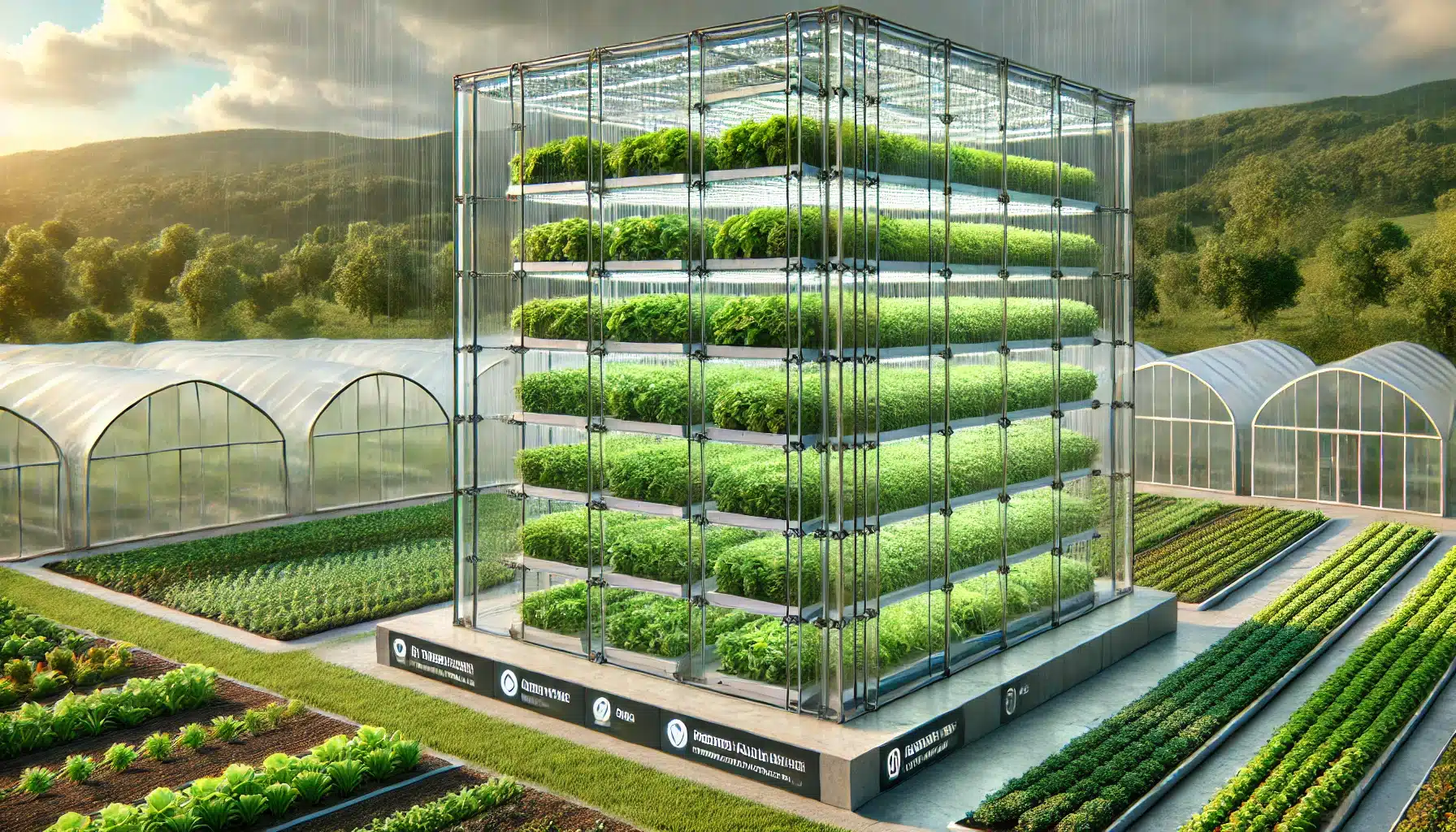 Estructura de agriculturas verticales con paneles de policarbonato y cultivos en capas. Documento de plásticos con aplicaciones en práctica, con tipo de madera en sistema | Acrilfrasa.
