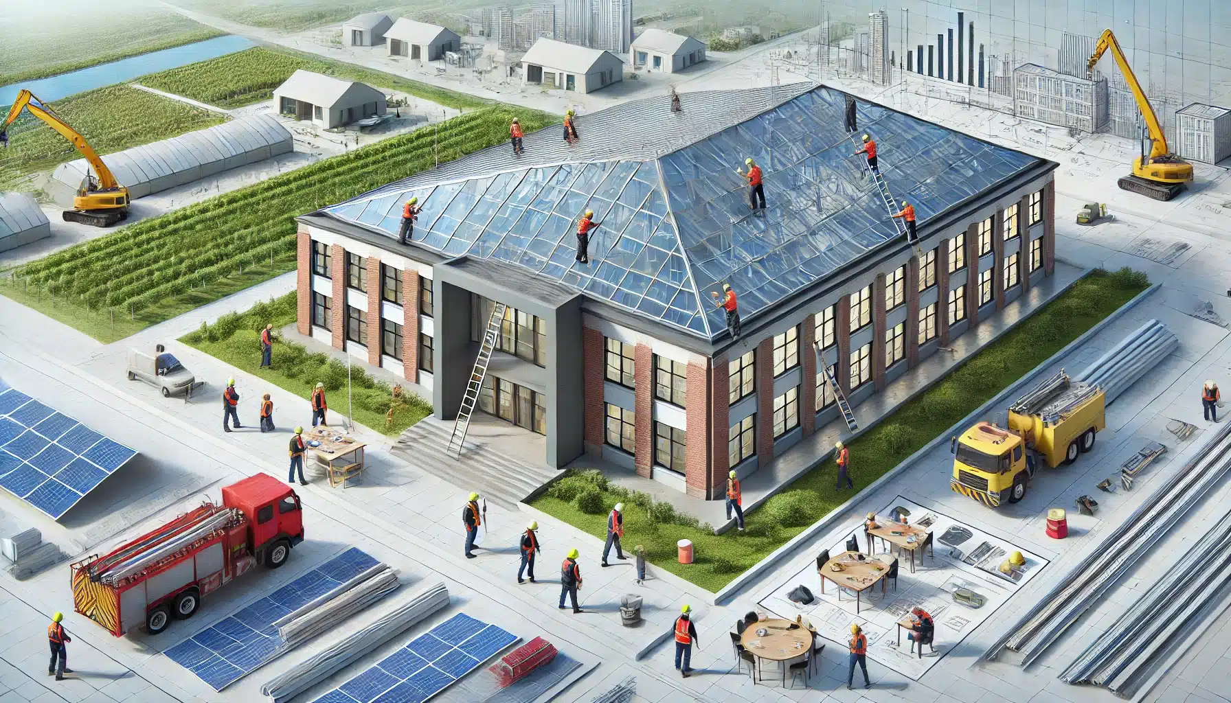 Instalación de techos de policarbonatos en un edificio escolar por profesionales capacitados. Radiación solar sistemas arquitectos través danpal interior termoplástico aplicaciones domo característica propiedades vidrio domo lámina edificios sistema  | Acrilfrasa