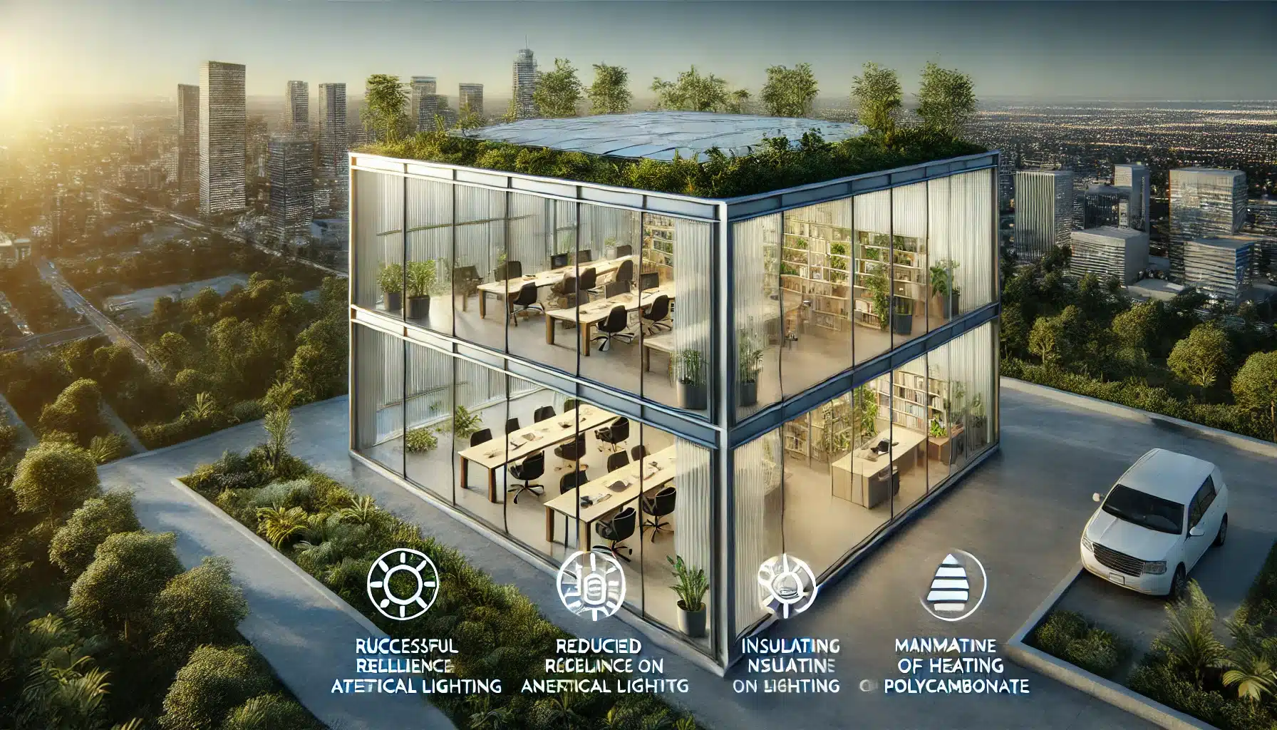 Edificio de oficinas en México con placas de policarbonato y luz natural | Acrilfrasa.