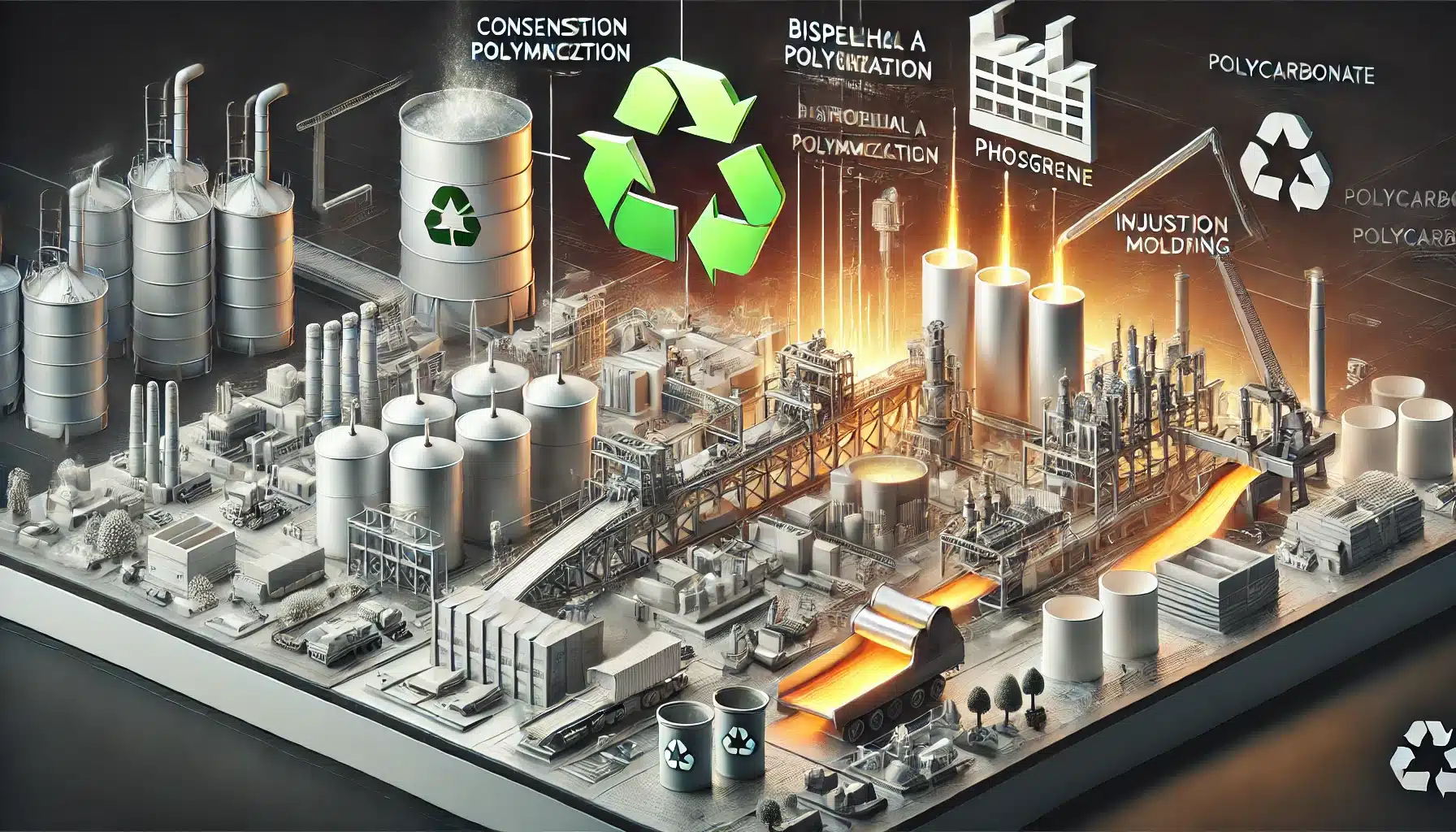 Procesos de fabricación de policarbonato con maquinaria, reciclaje y energía verde. Empresa de amplia gama con BPA y aditivos | Acrilfrasa