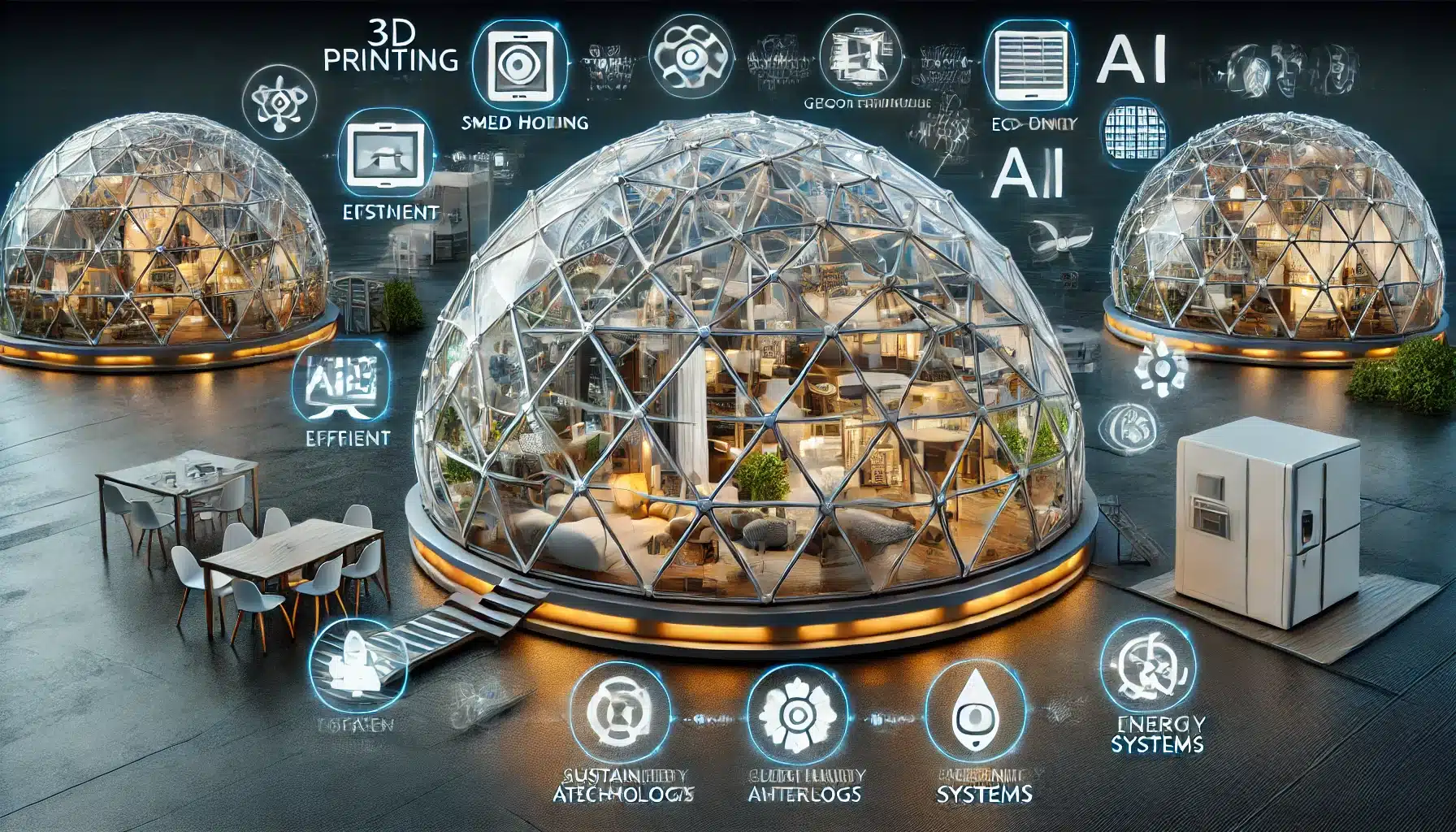 Domos futuristas con tecnologías avanzadas como impresión 3D, IA y domótica | Acrilfrasa