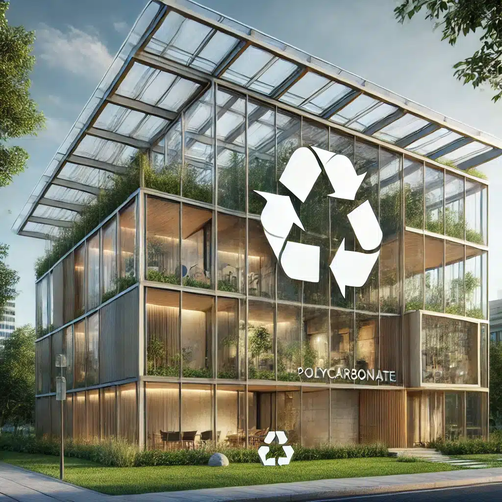 Edificio sostenible con paneles de policarbonato transmitiendo luz natural. Empresa de sistemas para usos de plástico | Acrilfrasa.