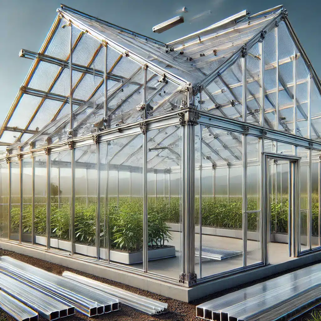 Construcción de invernadero con policarbonatos, estructura metálica y ventilación adecuada | Acrilfrasa.