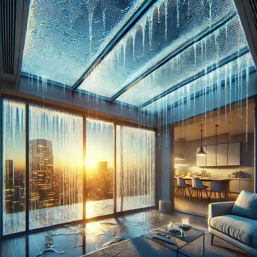 Condensacion en techo de cristal templado, falta de ventilación y diferencia térmica. Soluciones eficientes para prevenir condensación en techados de cristal templado | Acrilfrasa