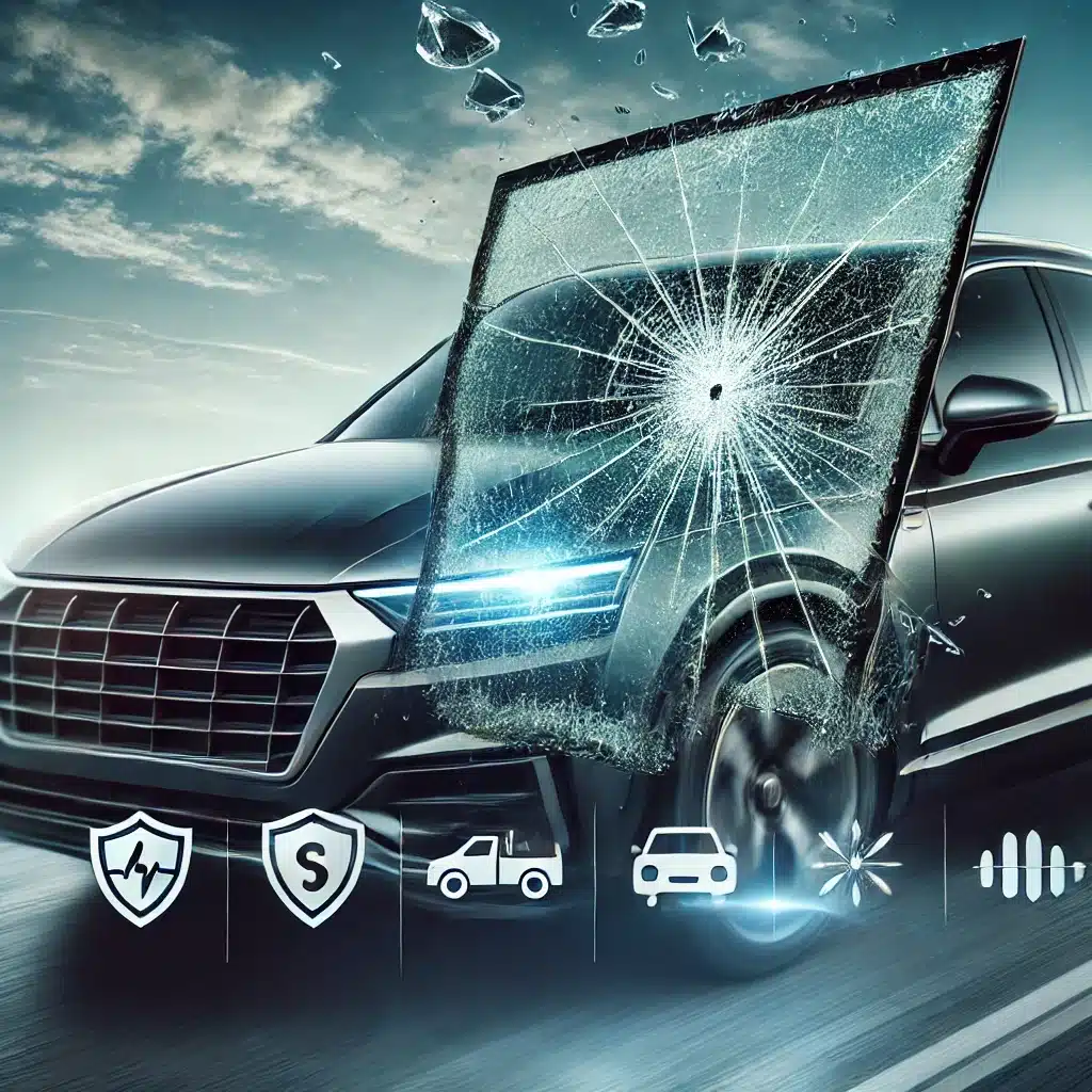 Parabrisas de automóvil con vidrio templado mostrando seguridad y resistencia a impactos | Acrilfrasa.