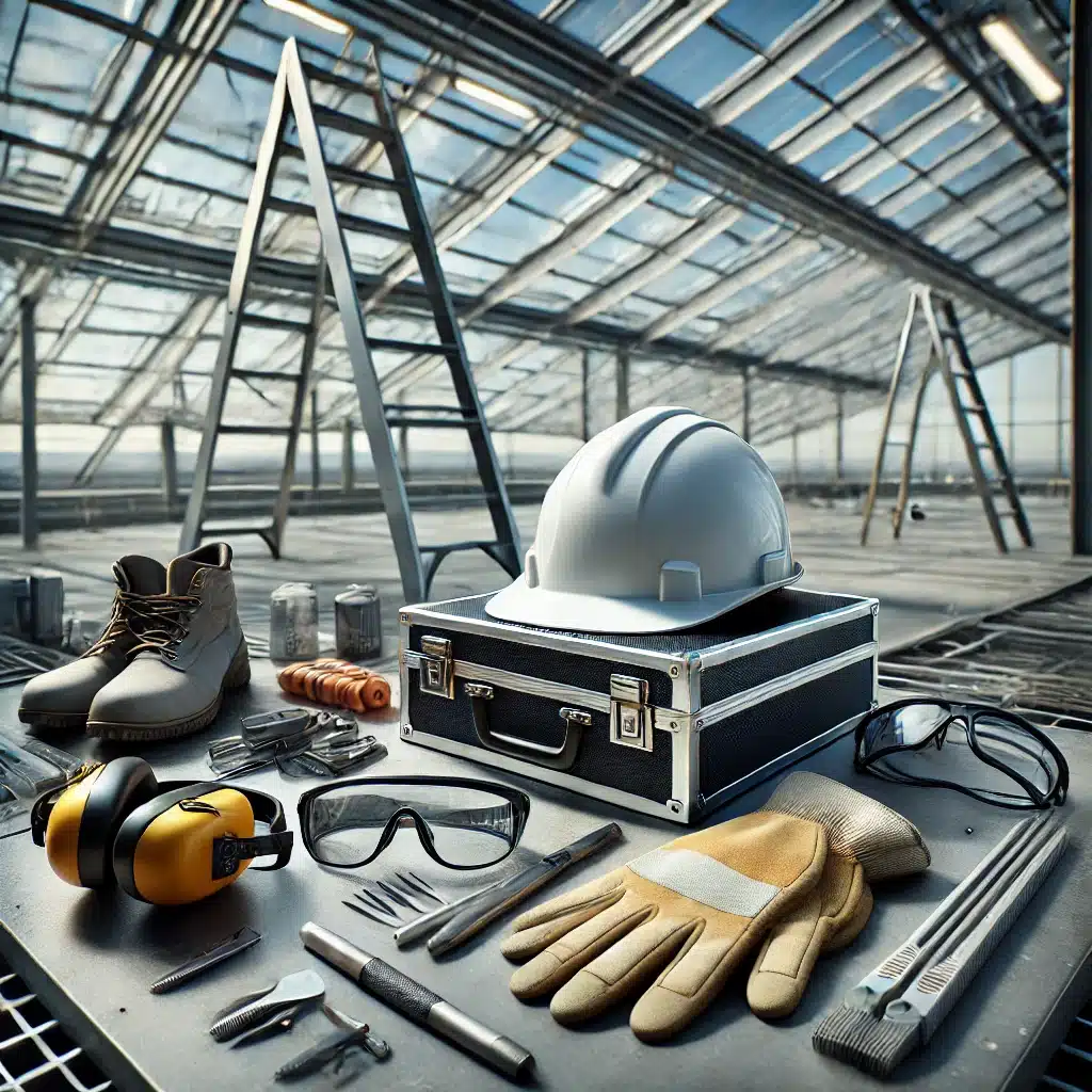 Herramientas y equipo de seguridad para inspección de techado de cristal. | Acrilfrasa.