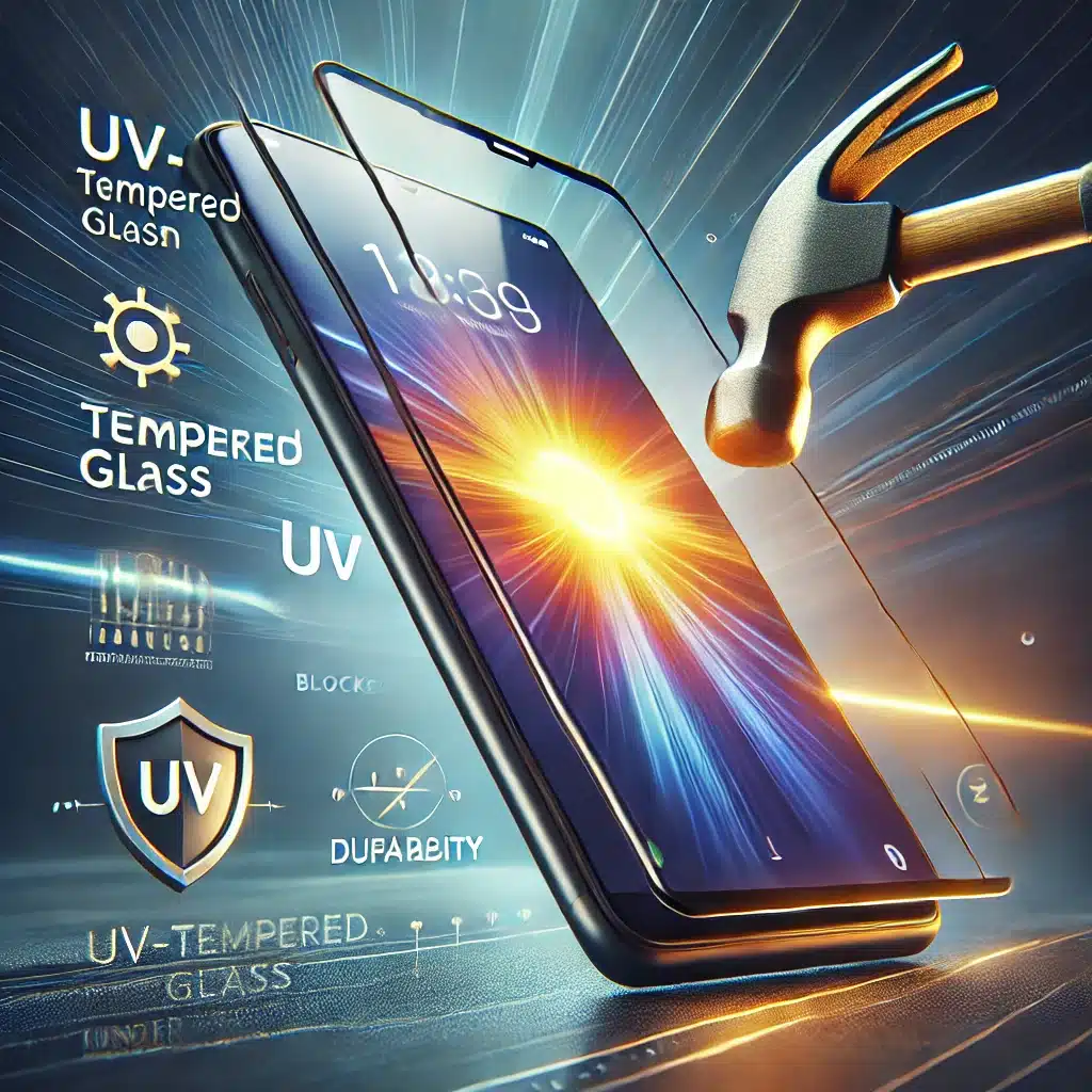 Smartphone con cristales templados UV, protección contra rayones y bloqueo de rayos UV. | Acrilfrasa
