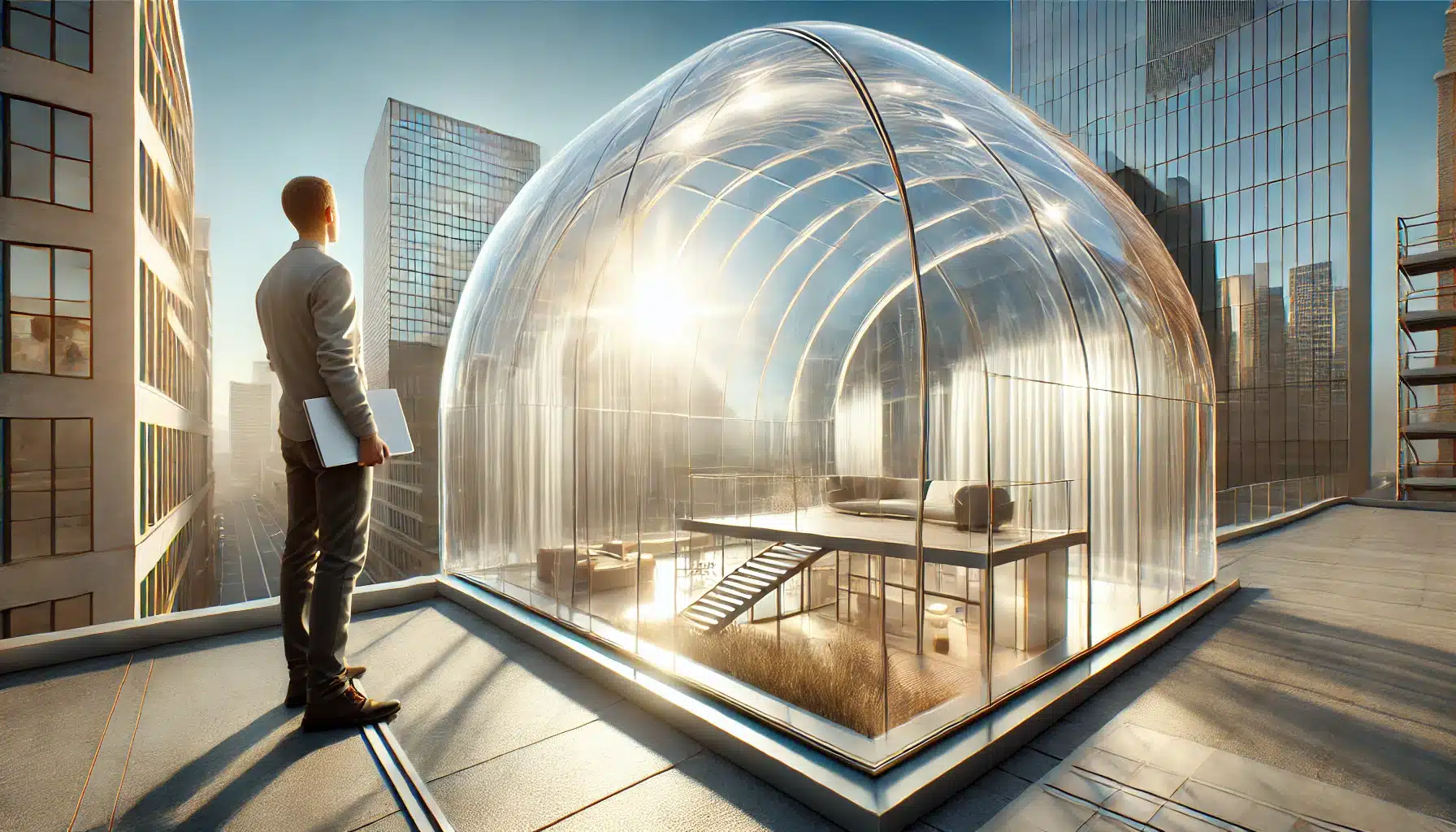 Domo de acrílico brillante en espacio iluminado | Acrilfrasa