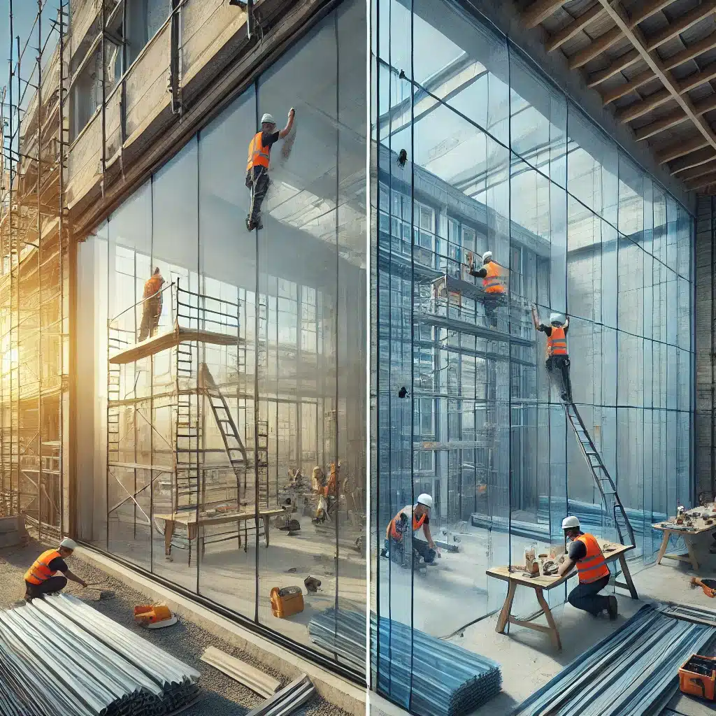 Comparación de vidrio templado y policarbonato en obra | Acrilfrasa