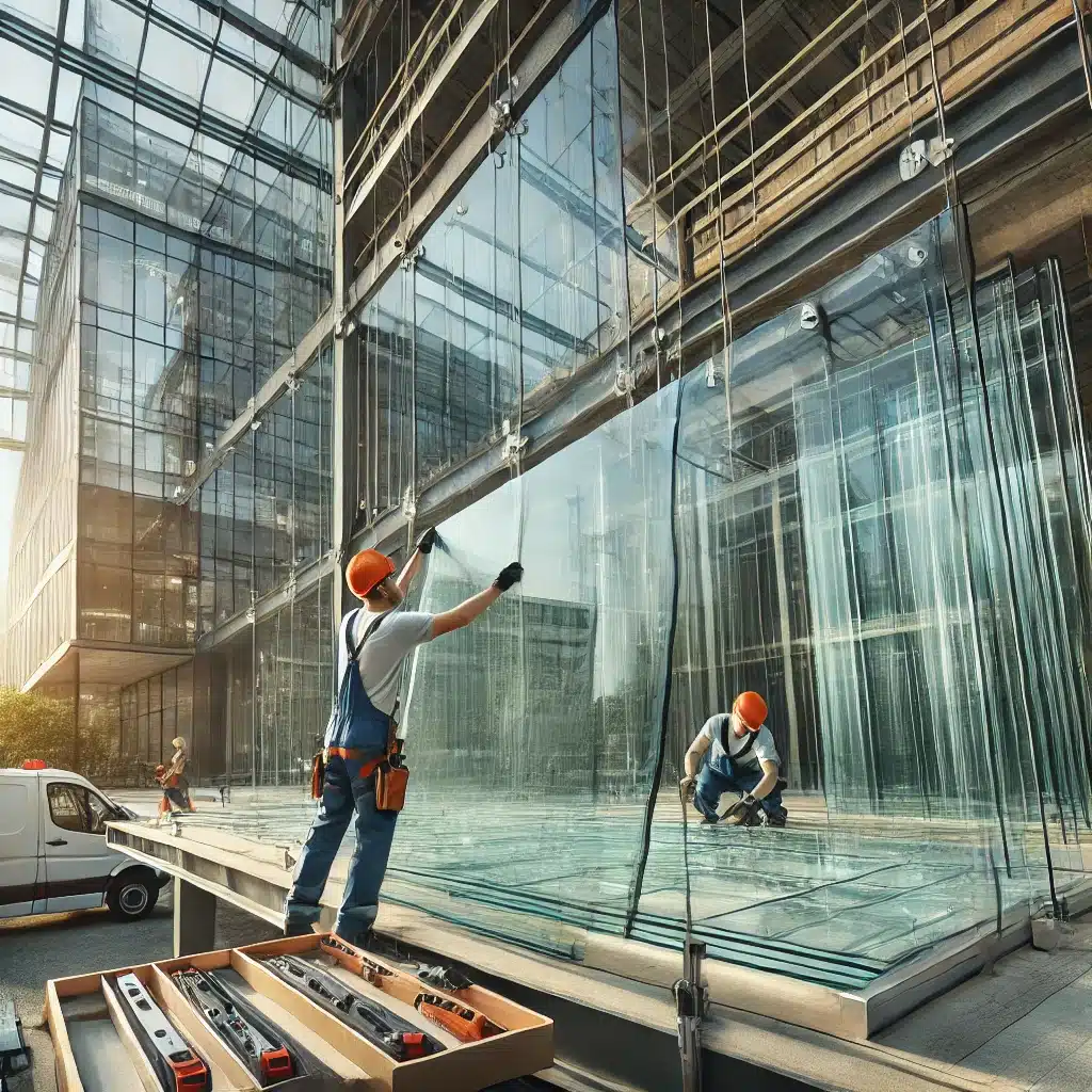 Instalación profesional de vidrio templado en obra | Acrilfrasa