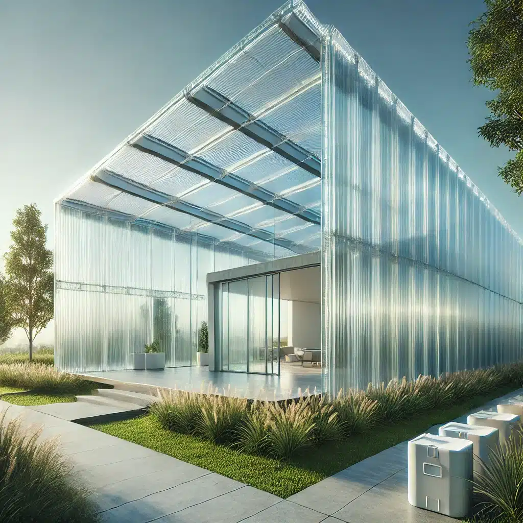 Edificio moderno con paneles de policarbonato reciclado | Acrilfrasa