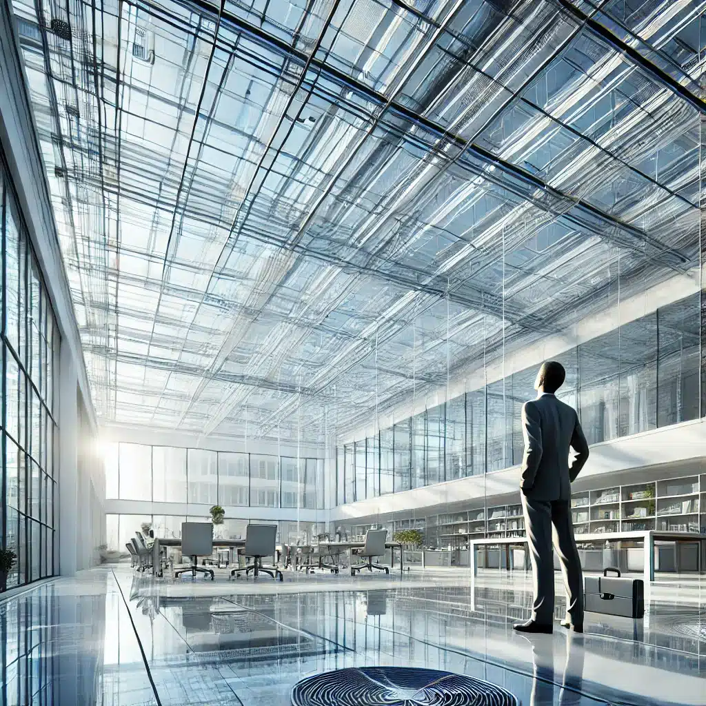 Persona inspeccionando techo de vidrio sin condensación | Acrilfrasa