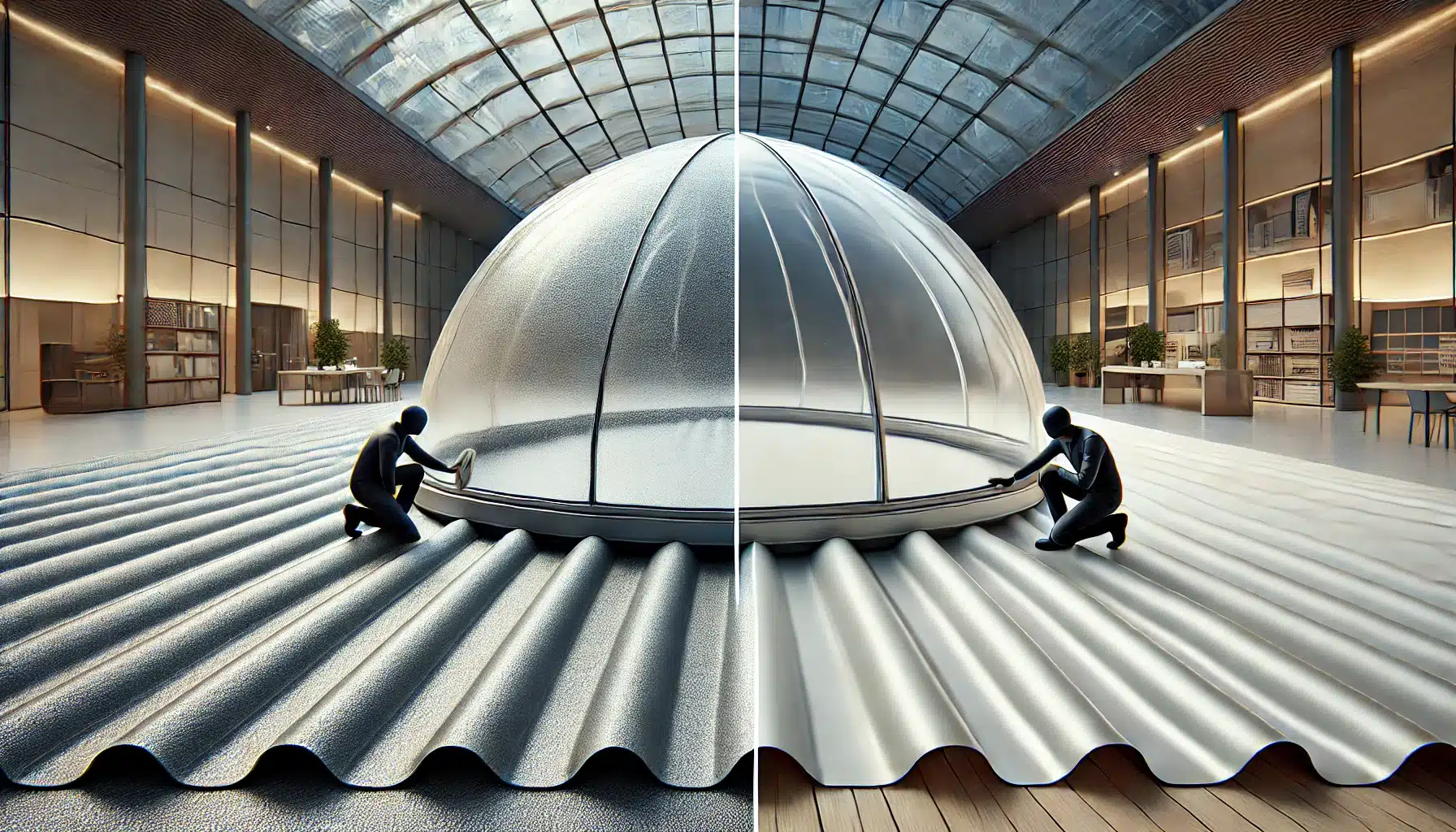 Comparativa de mantenimiento entre domos de policarbonato y acrílico. Techado marca termoplástico | Acrilfrasa