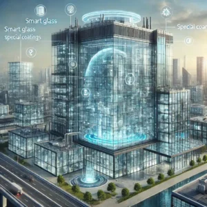 Edificio futurista con fachada de vidrio templado, destacando innovación en arquitectura. Protección de luz y eficiencia energética | Acrilfrasa.
